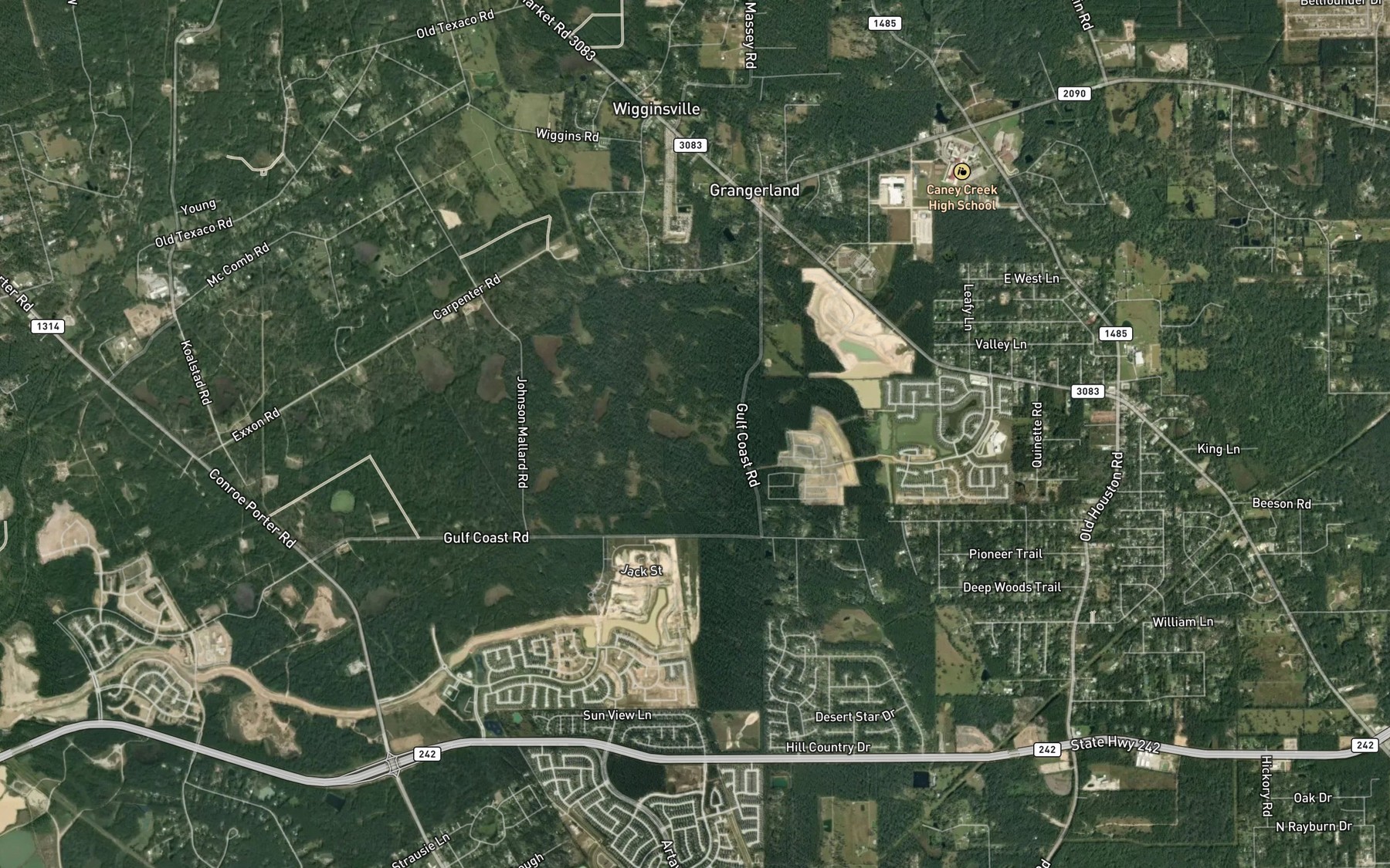 Satellite map of the Snag Pond