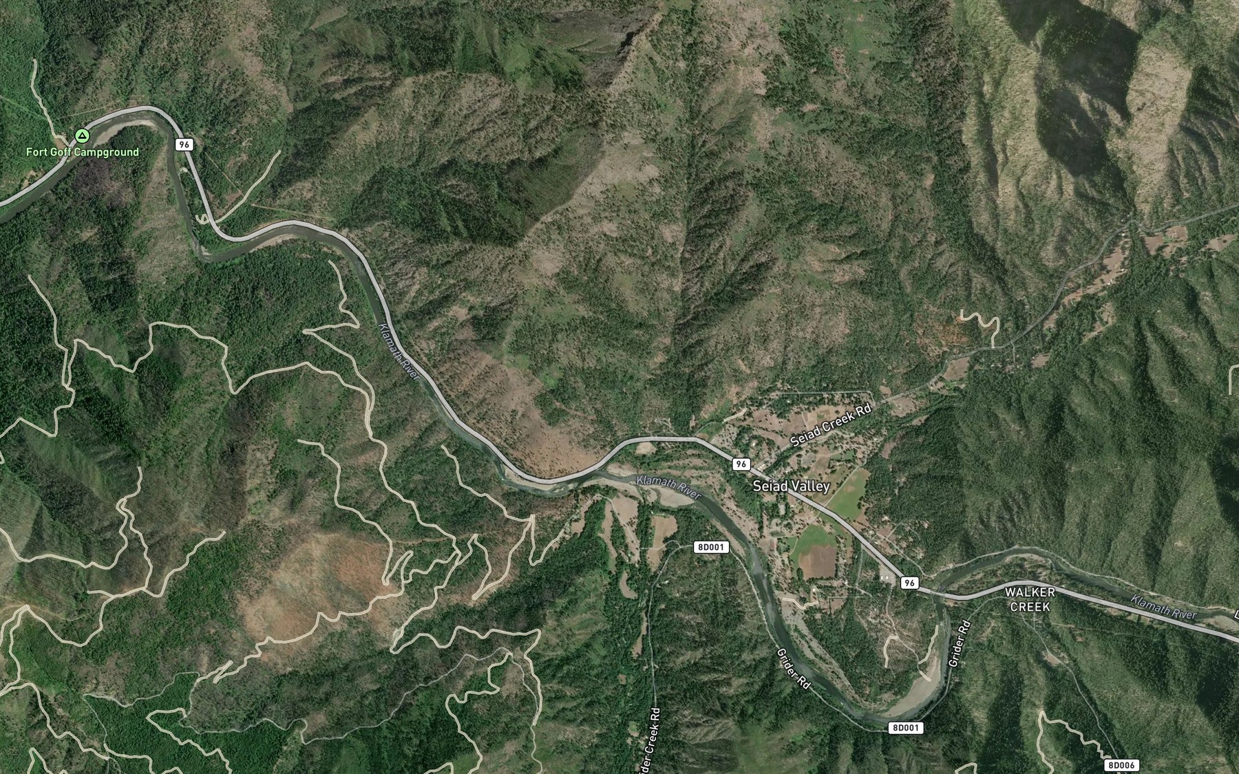 Satellite map of the Fern Spring