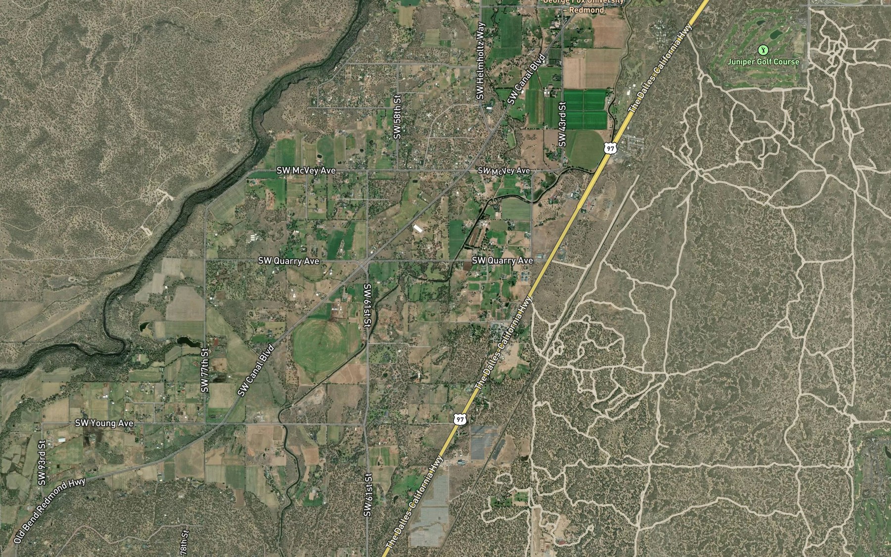 Satellite map of the Pilot Butte Canal