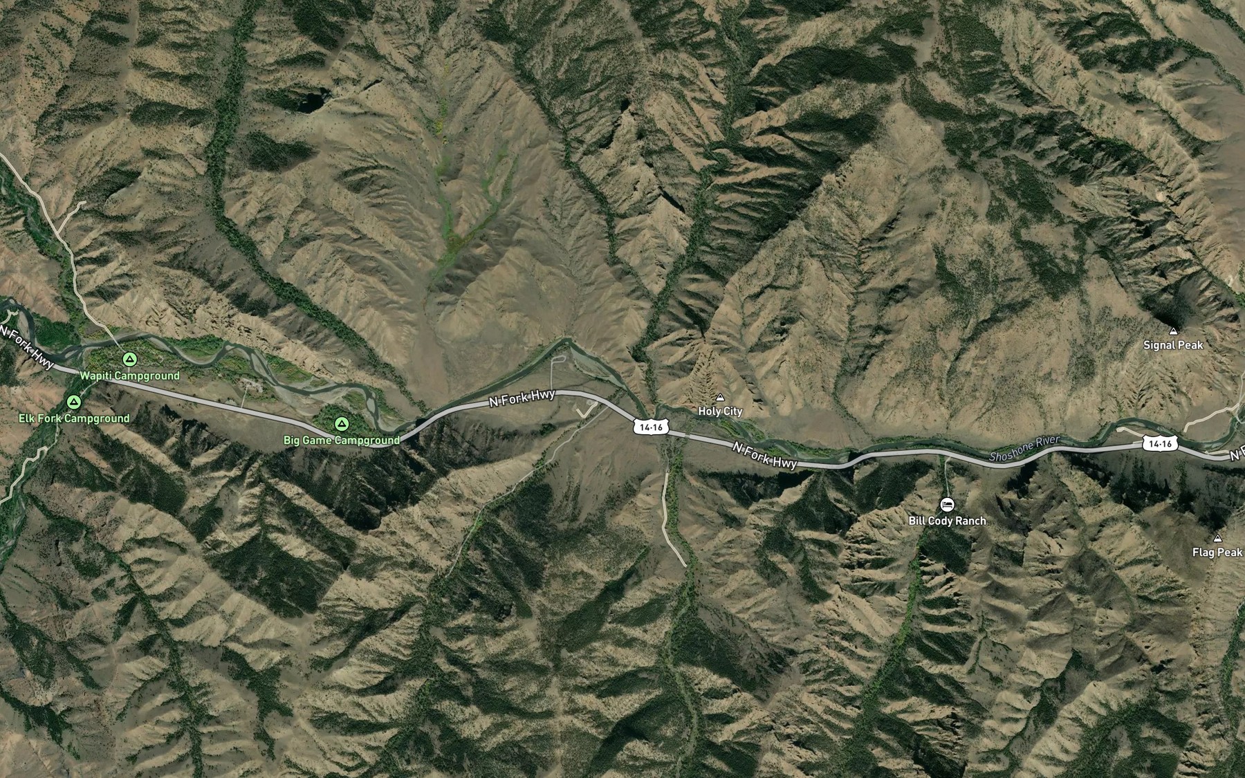 Satellite map of the Pagoda Creek