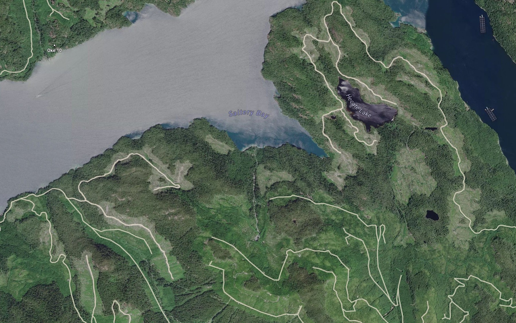Satellite map of the Saltery Creek