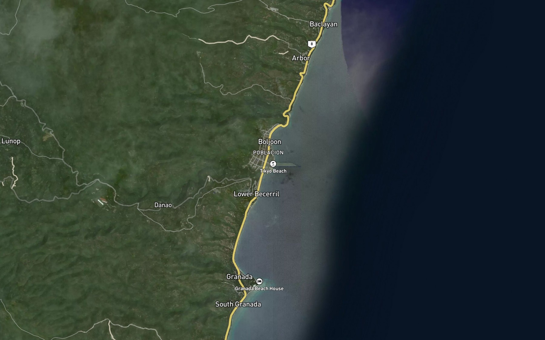 Satellite map of the Losapon River