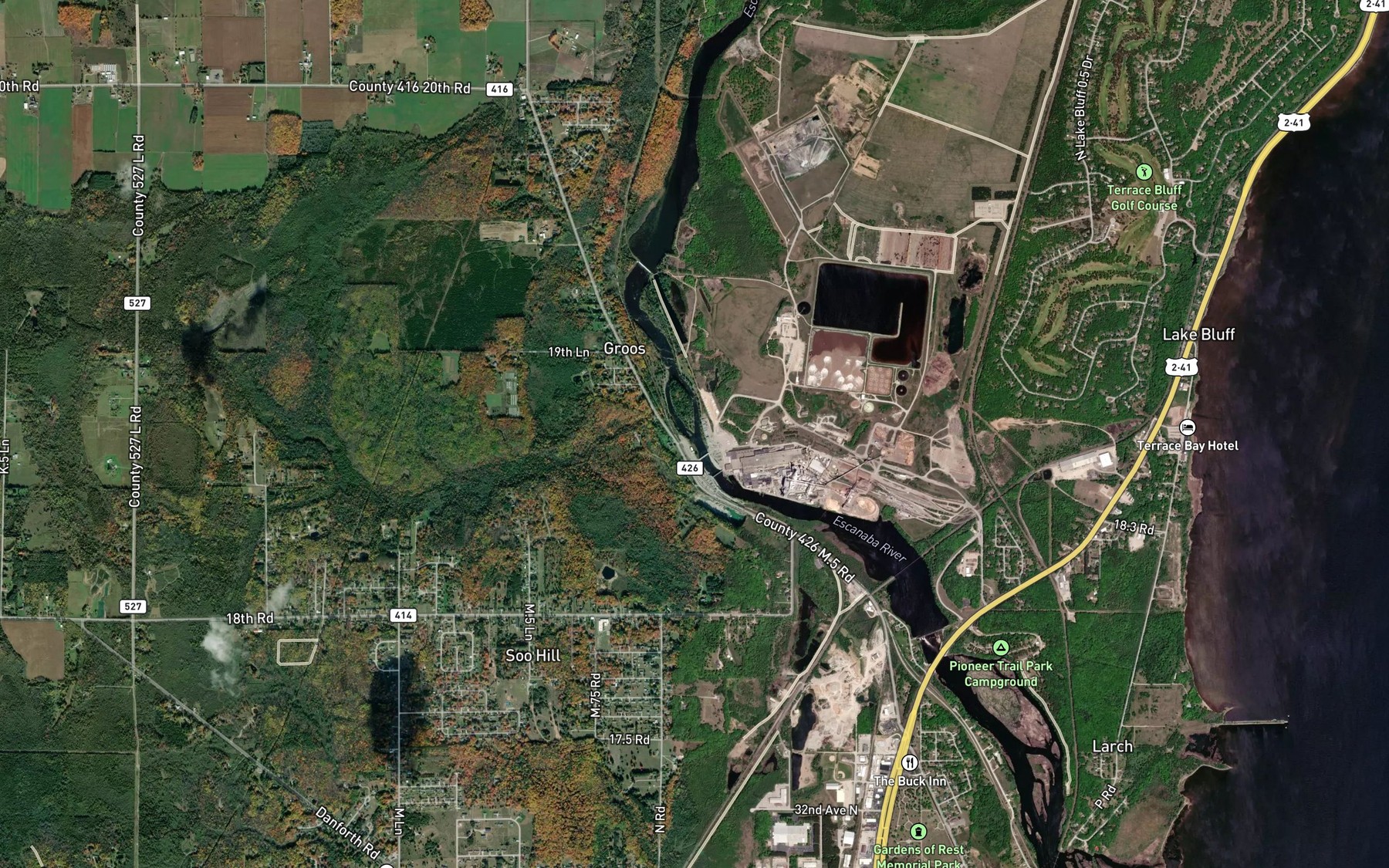 Satellite map of the Bichler Creek