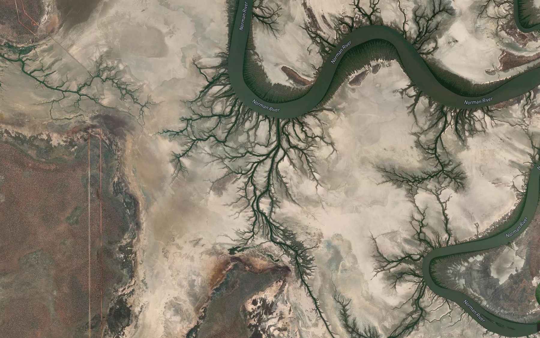 Satellite map of the Fools Lagoon Creek