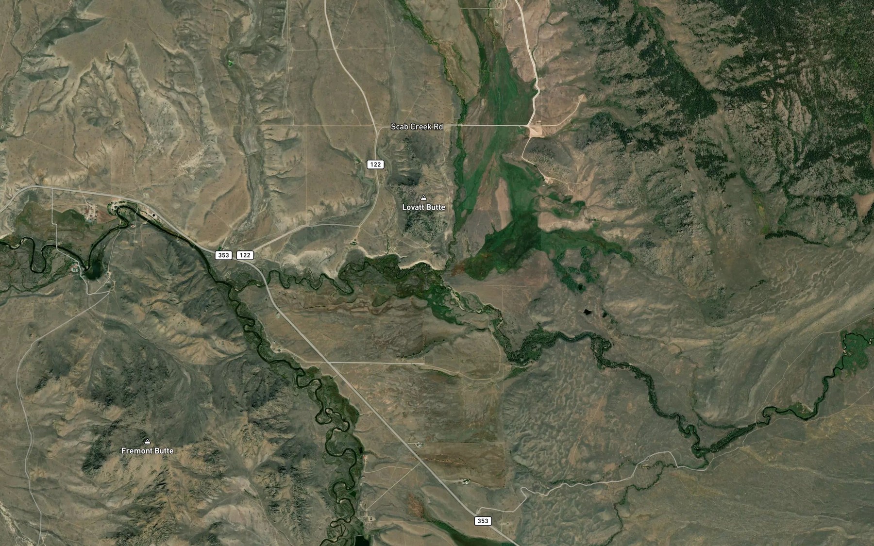 Satellite map of the Spring Creek