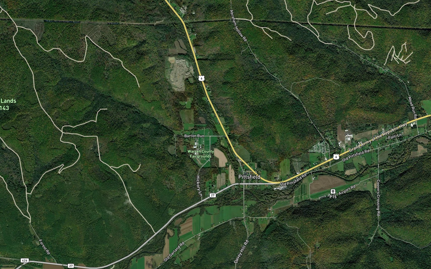 Satellite map of the Barton Run