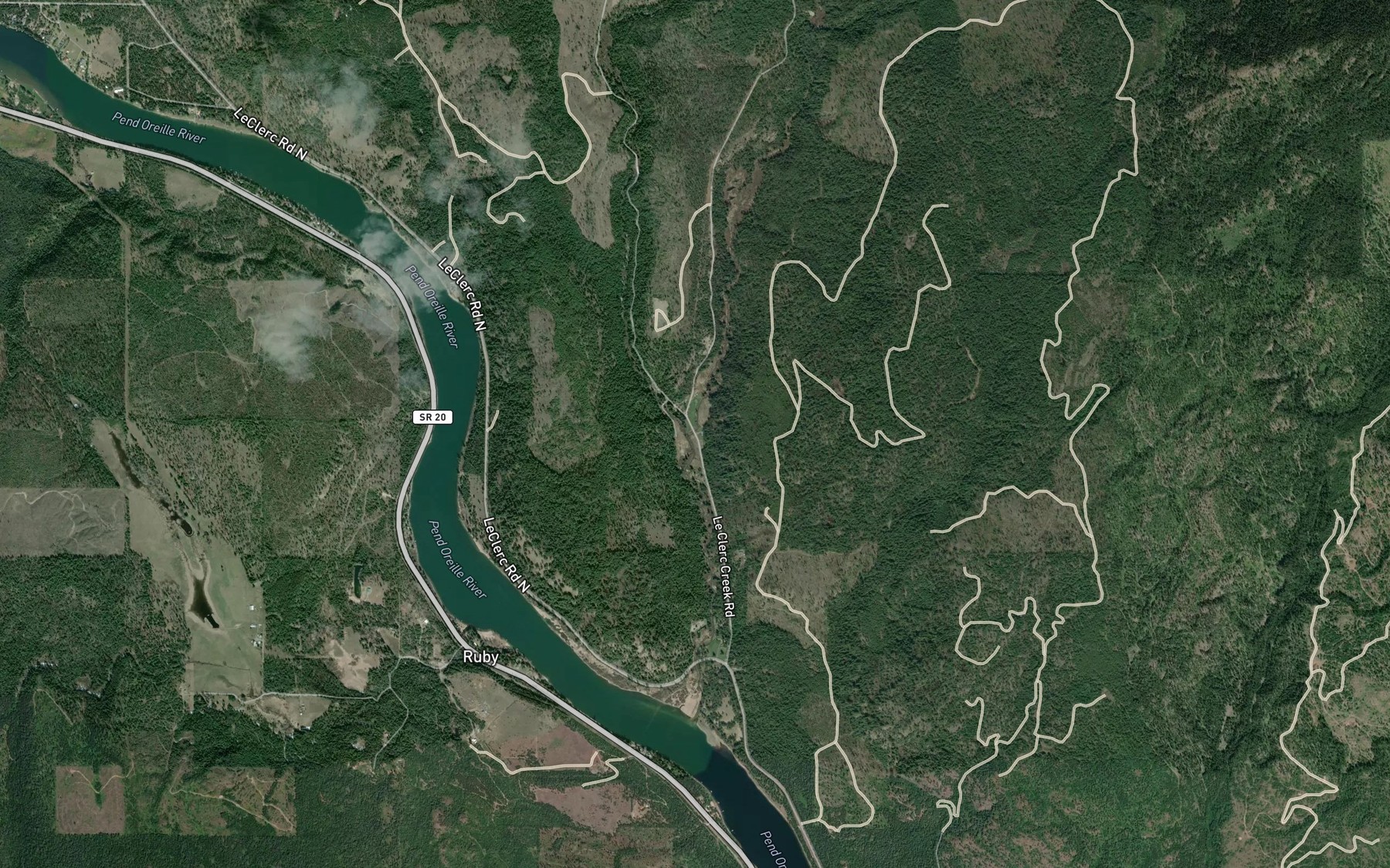 Satellite map of the West Branch LeClerc Creek