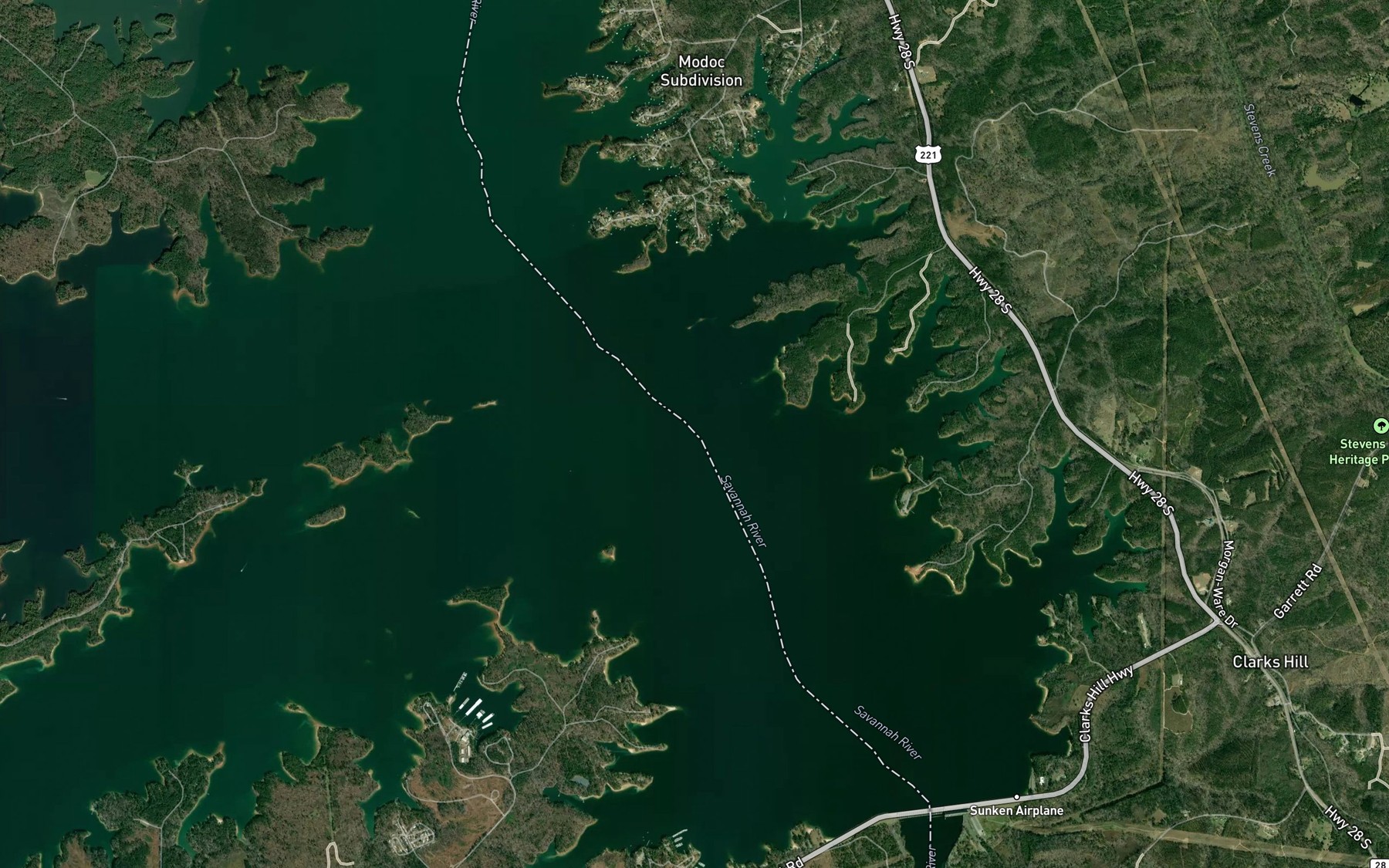 Satellite map of the Little River