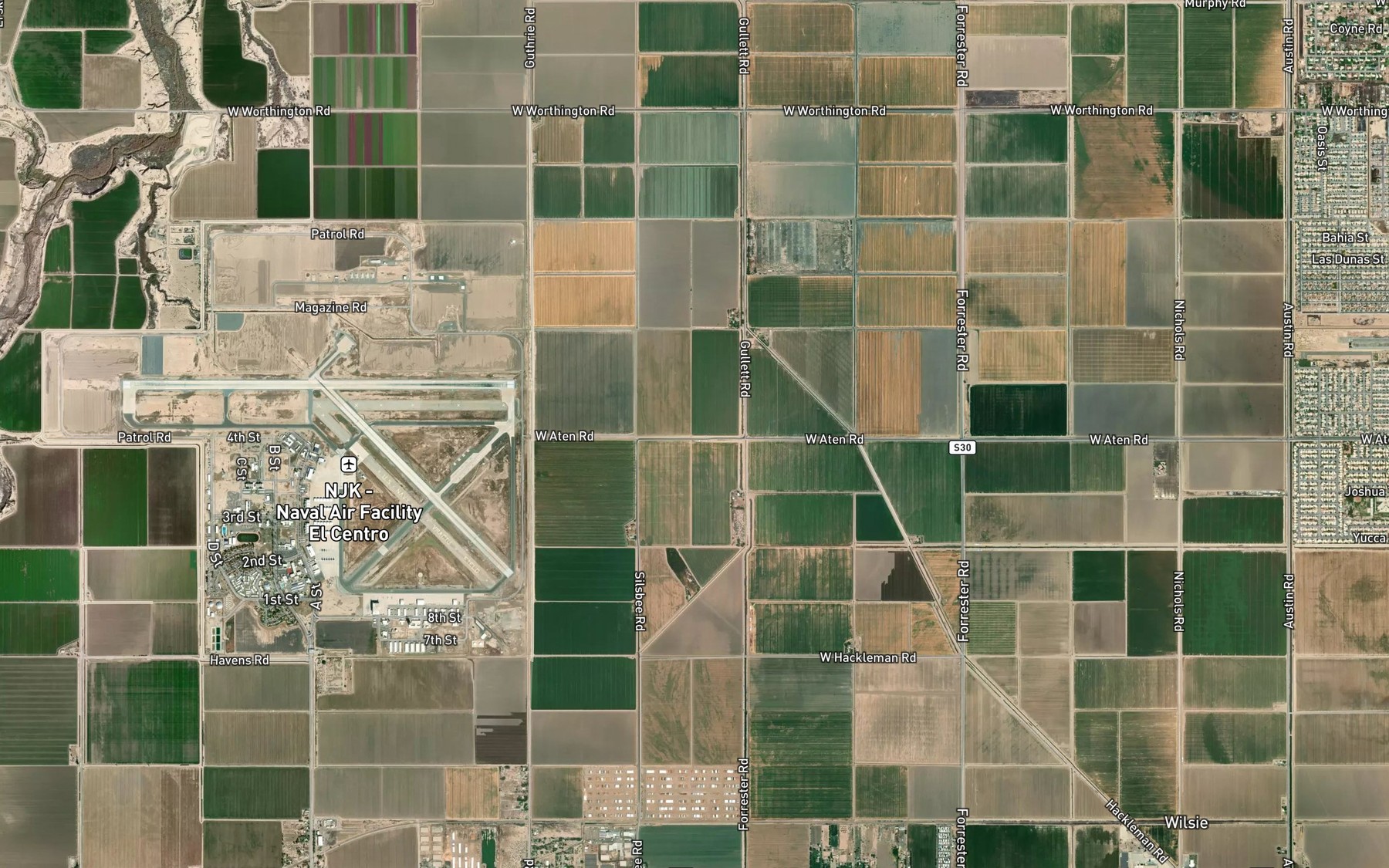 Satellite map of the Elm Lateral Six
