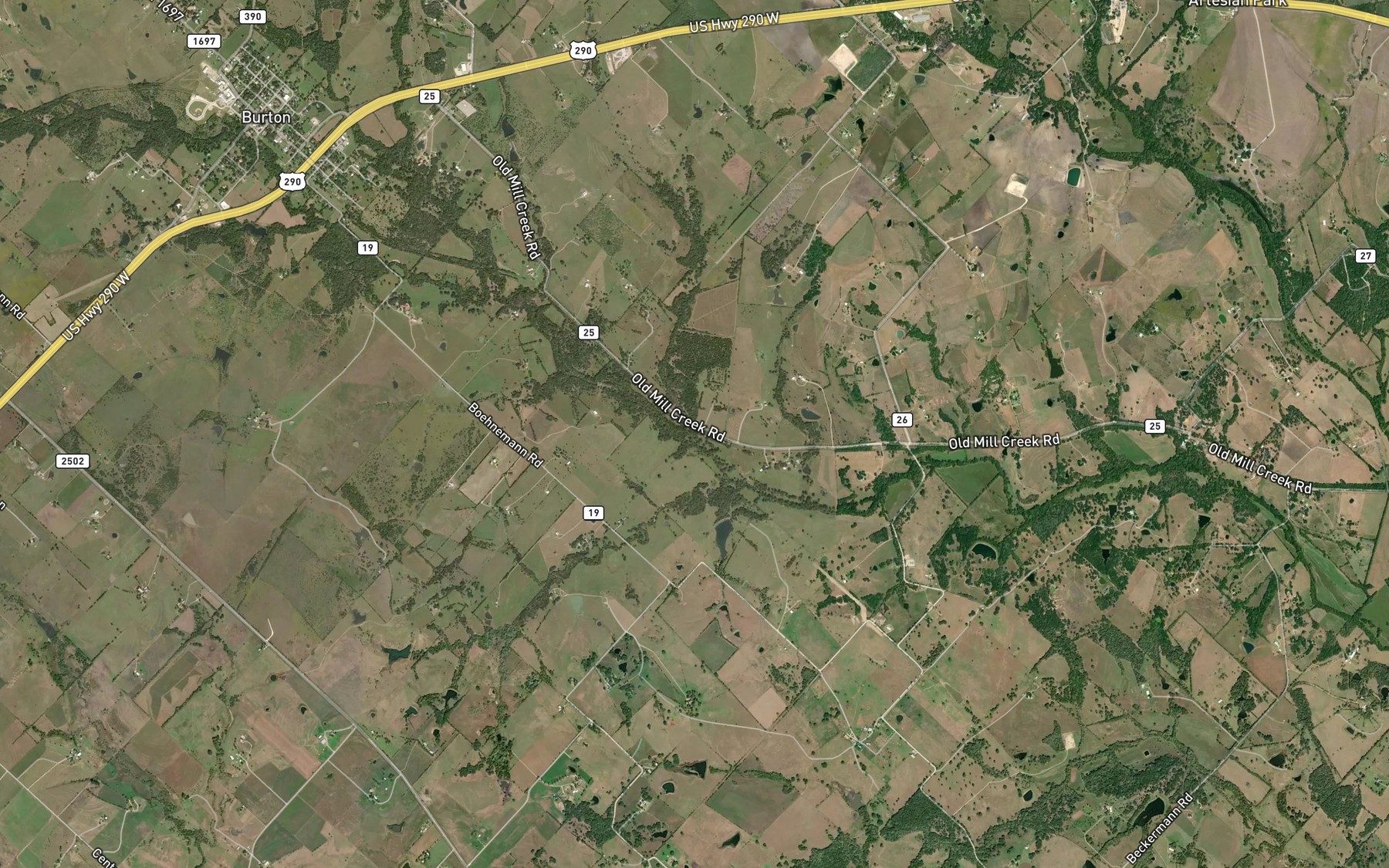 Satellite map of the Section Creek