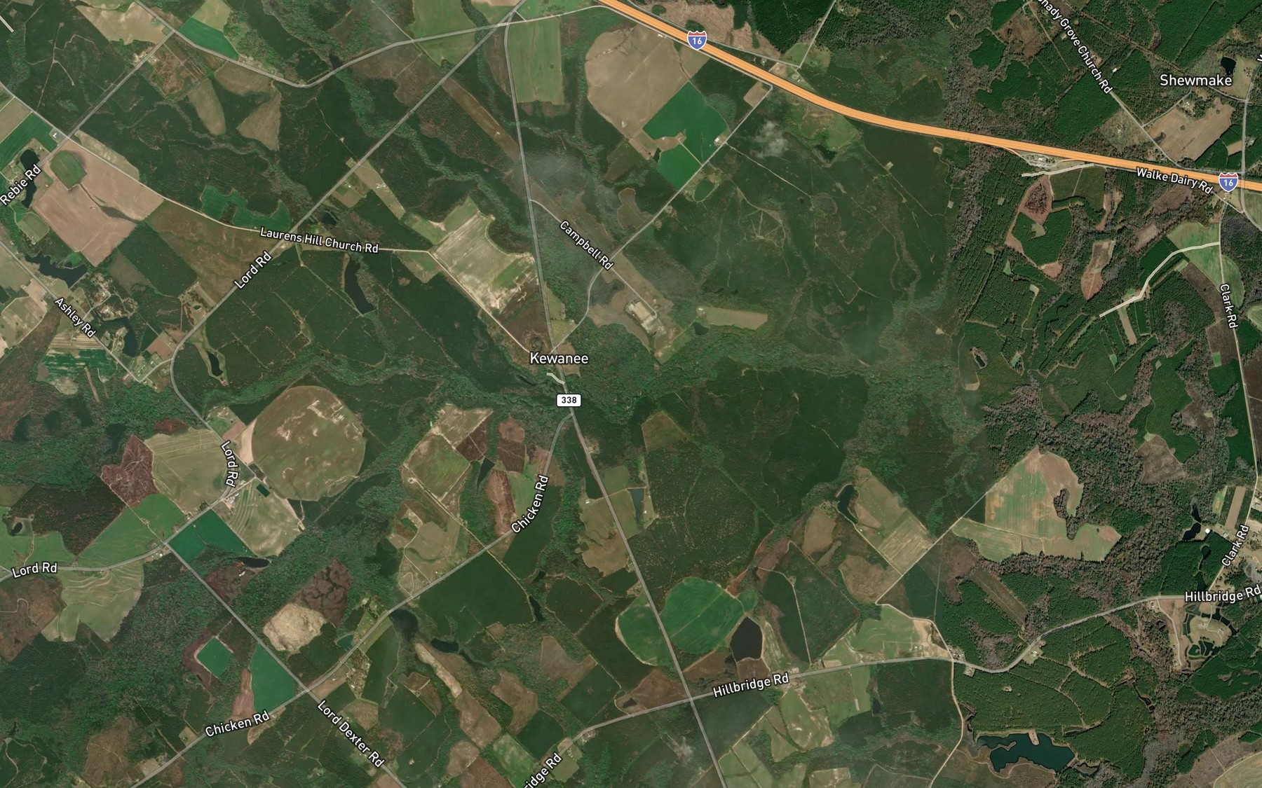 Satellite map of the Hogans Branch