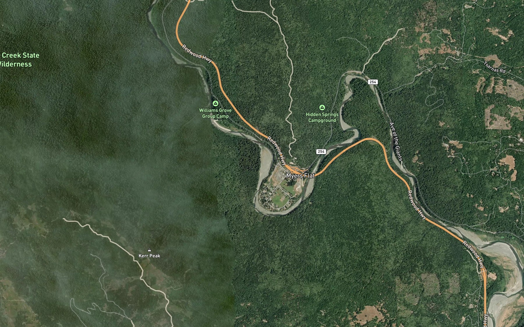 Satellite map of the Kerr Creek