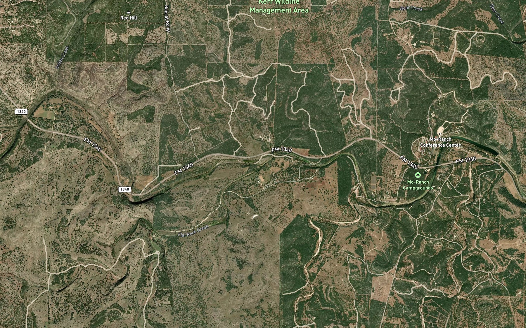 Satellite map of the Flat Rock Creek