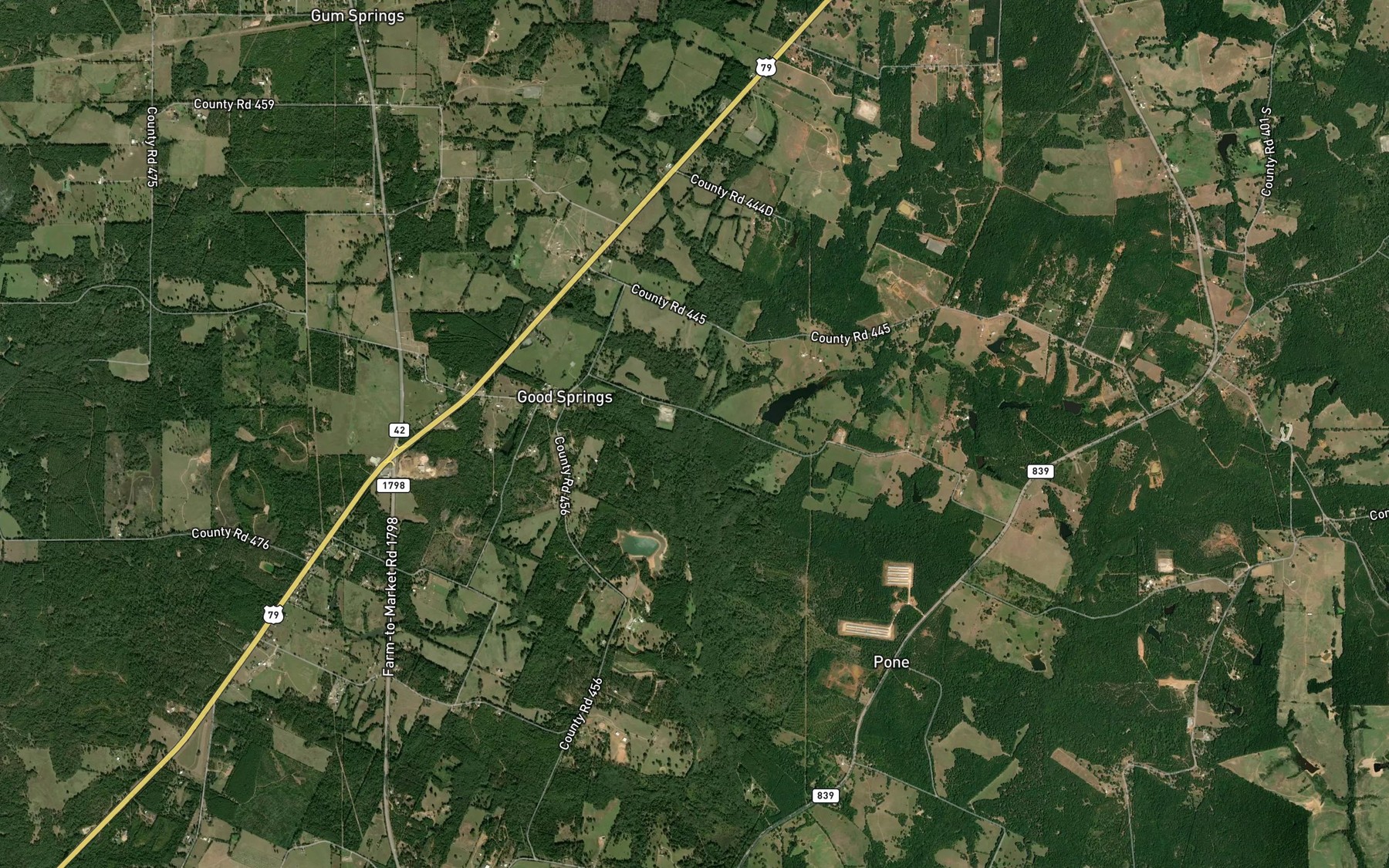 Satellite map of the Gin Branch