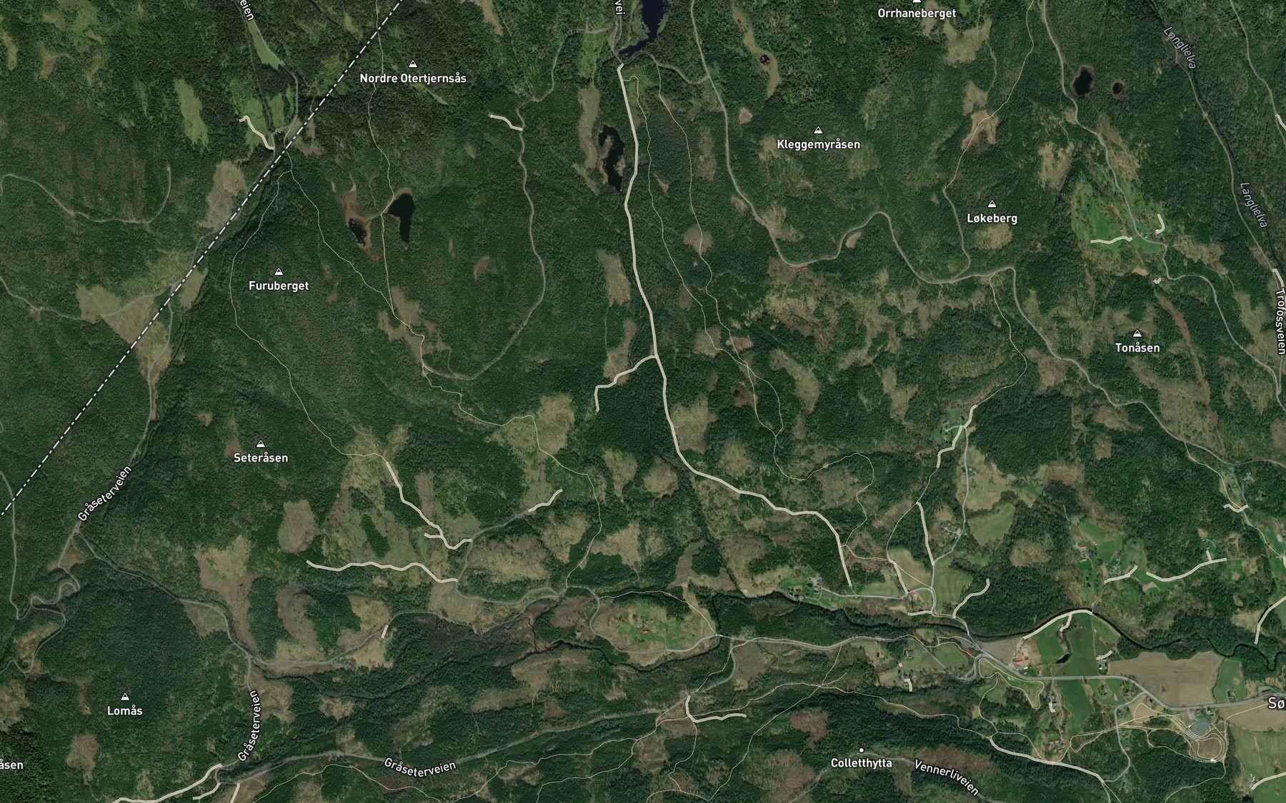 Satellite map of the Tverrelva