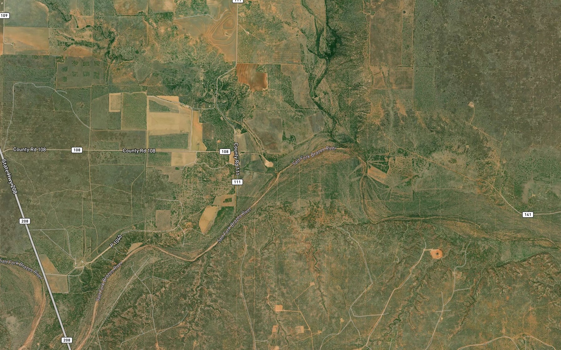 Satellite map of the Dry Duck Creek