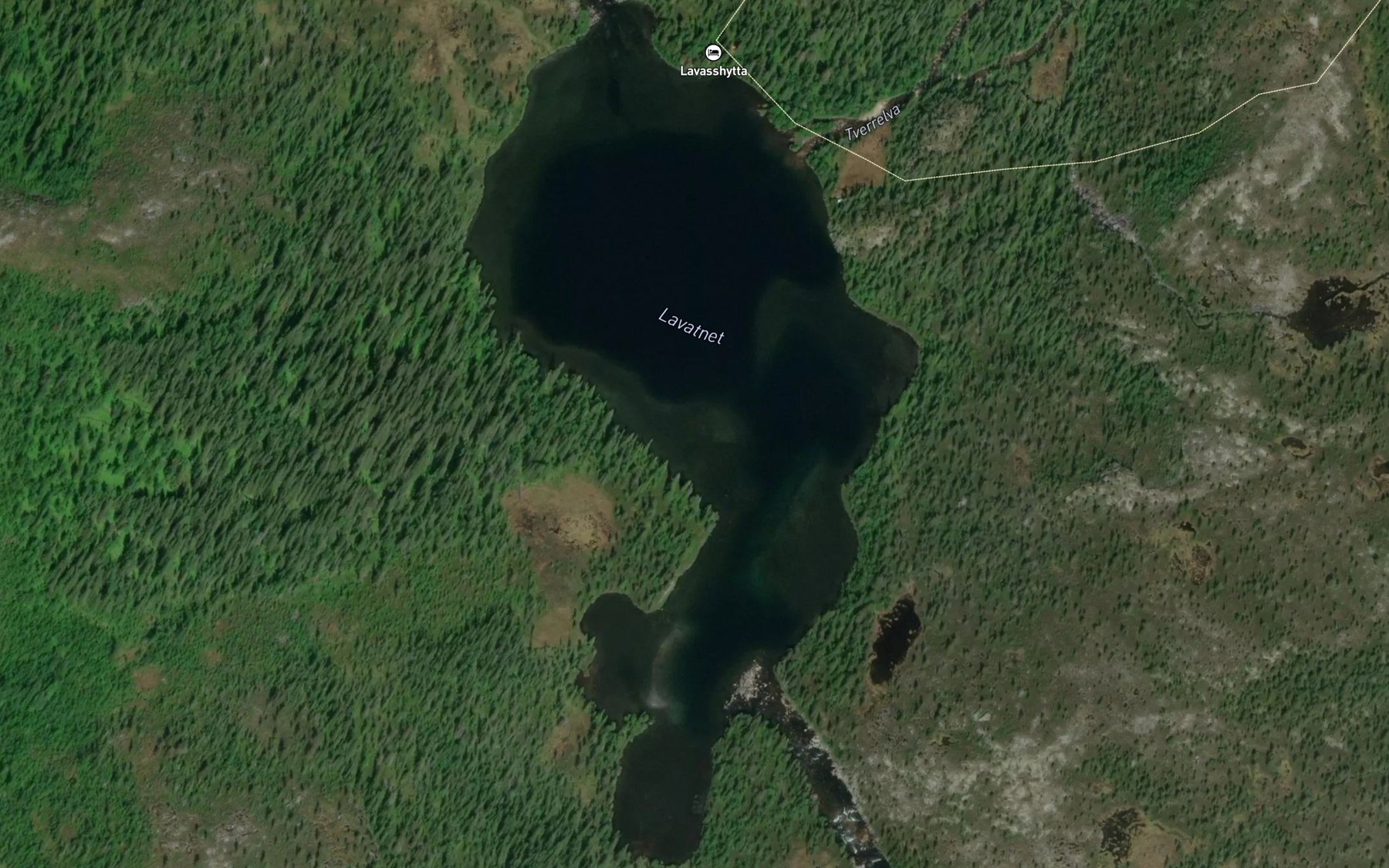 Satellite map of the Lavatnet
