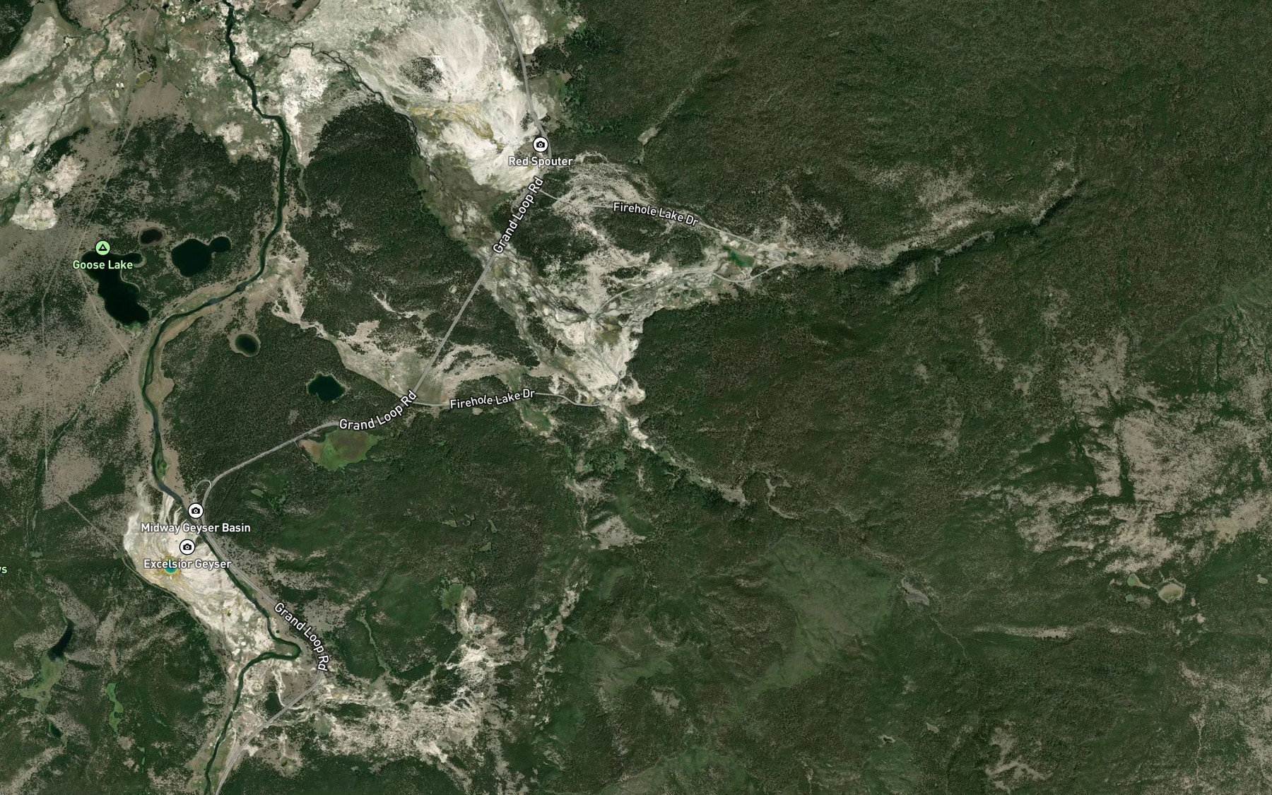 Satellite map of the Great Fountain Geyser