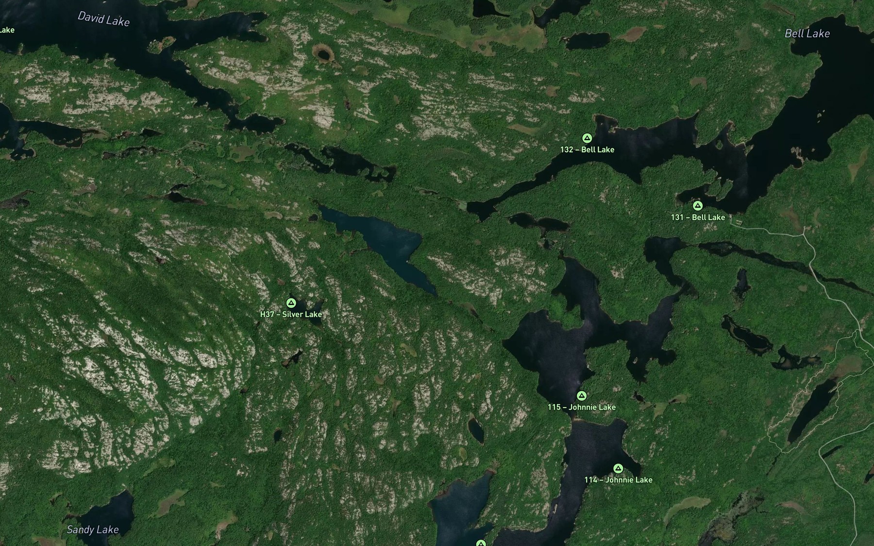 Satellite map of the David Creek