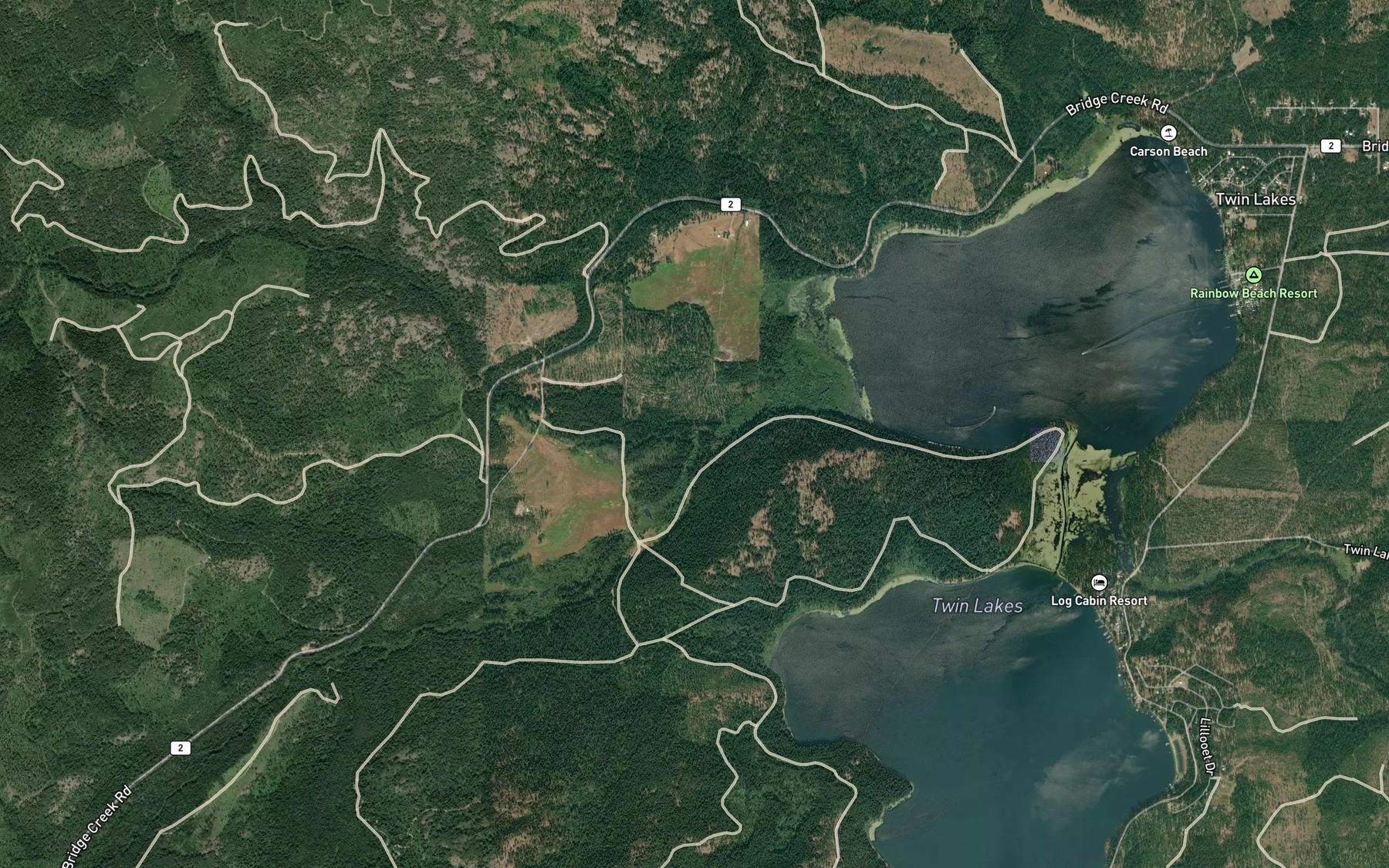 Satellite map of the Beaver Dam Creek