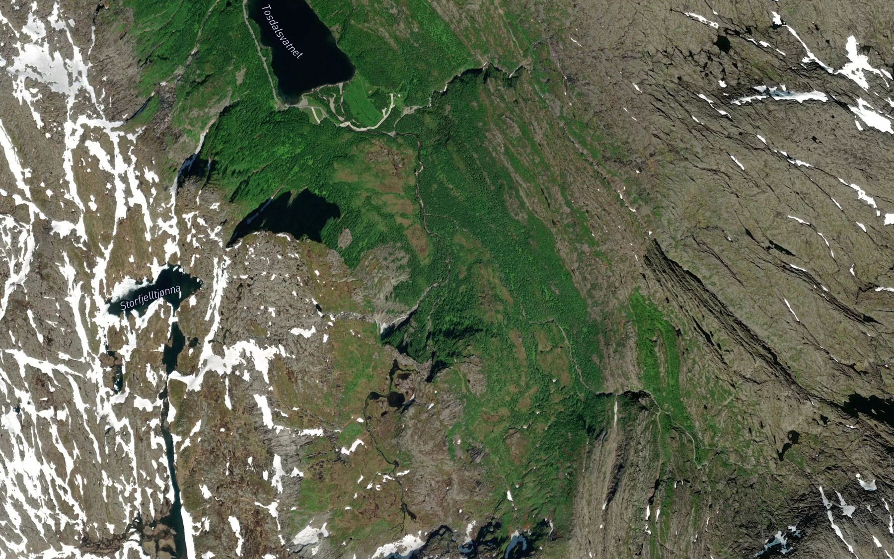 Satellite map of the Kjeldan
