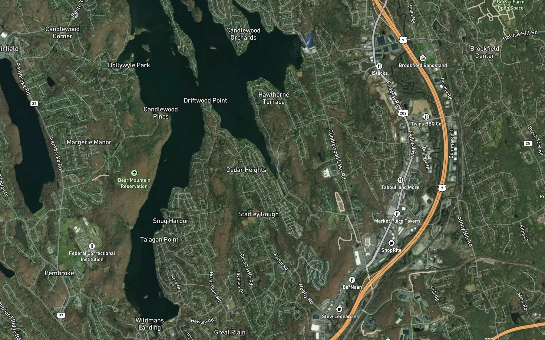 Satellite map of the Pocono Point Marina