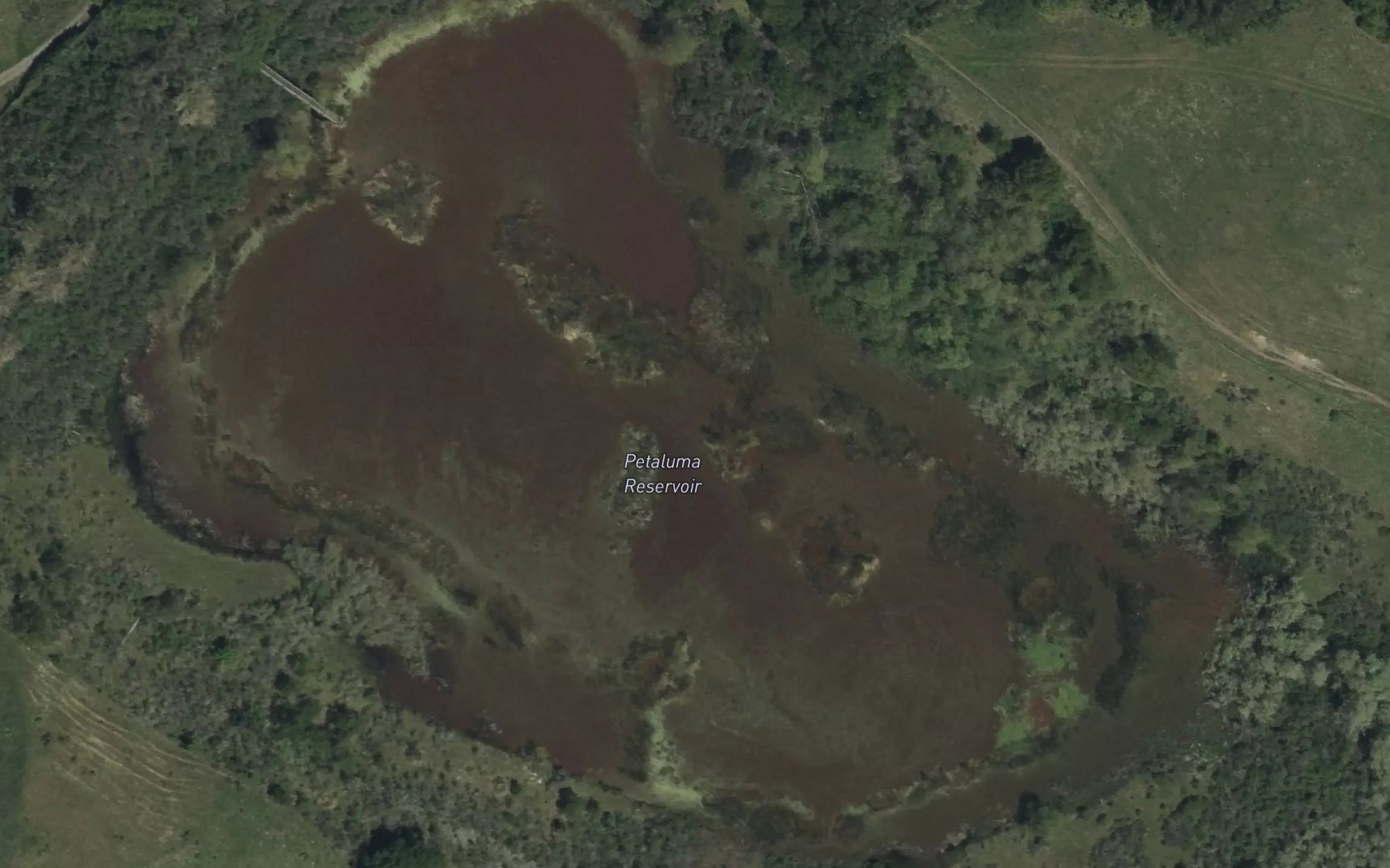 Satellite map of the Petaluma Reservoir