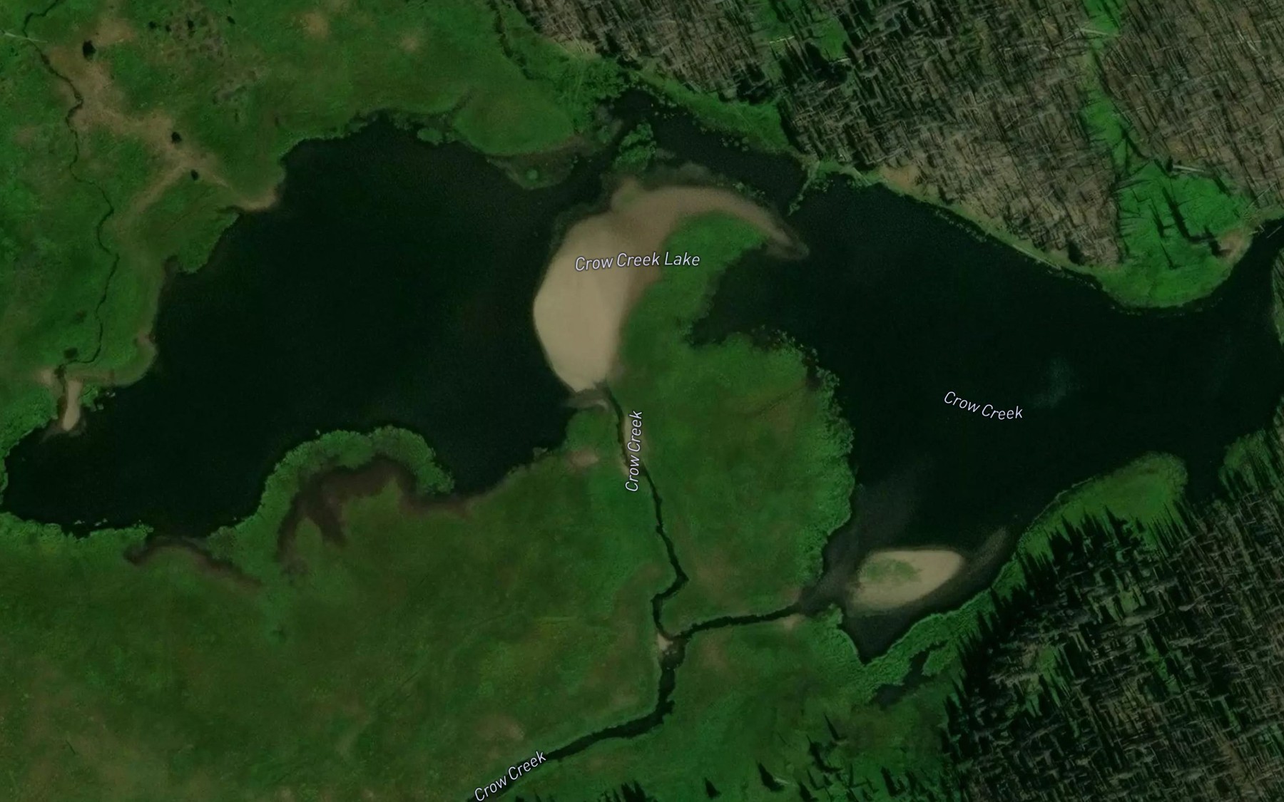 Satellite map of the Crow Creek Lake