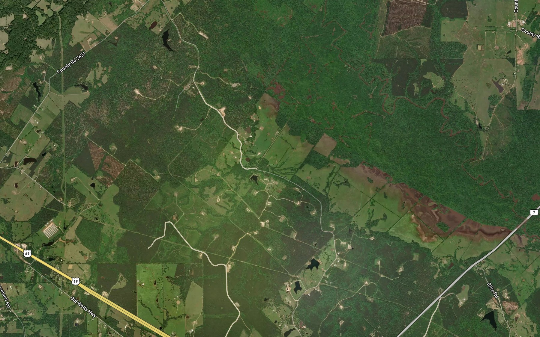 Satellite map of the Bowman Creek