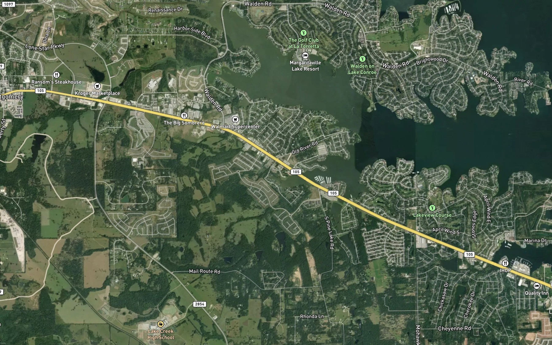 Satellite map of the Martin Creek