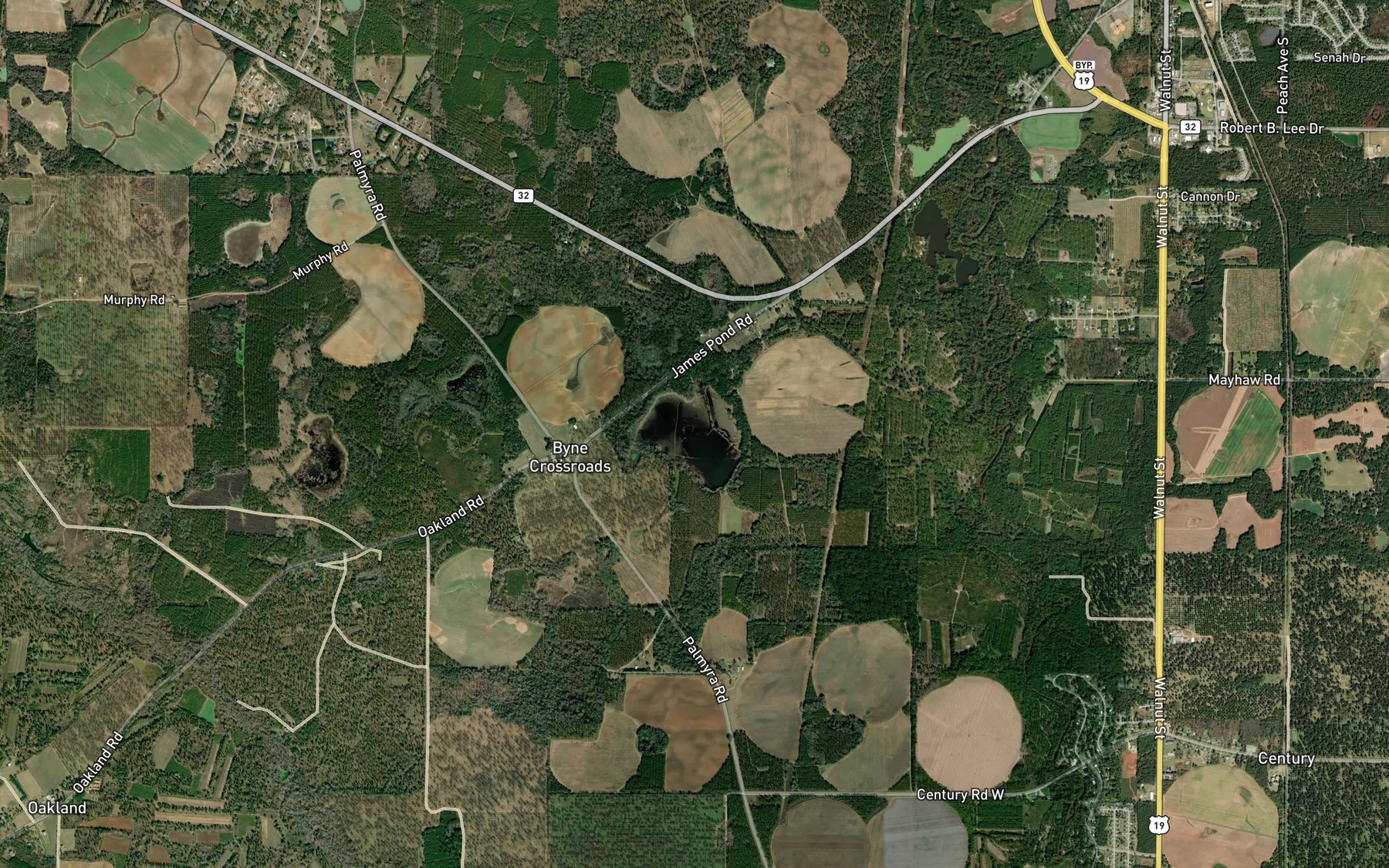 Satellite map of the James Pond