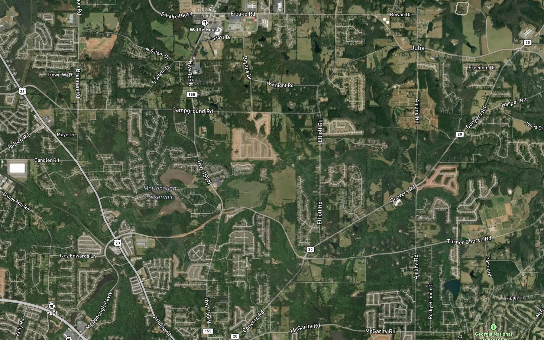 Satellite map of the Camp Creek