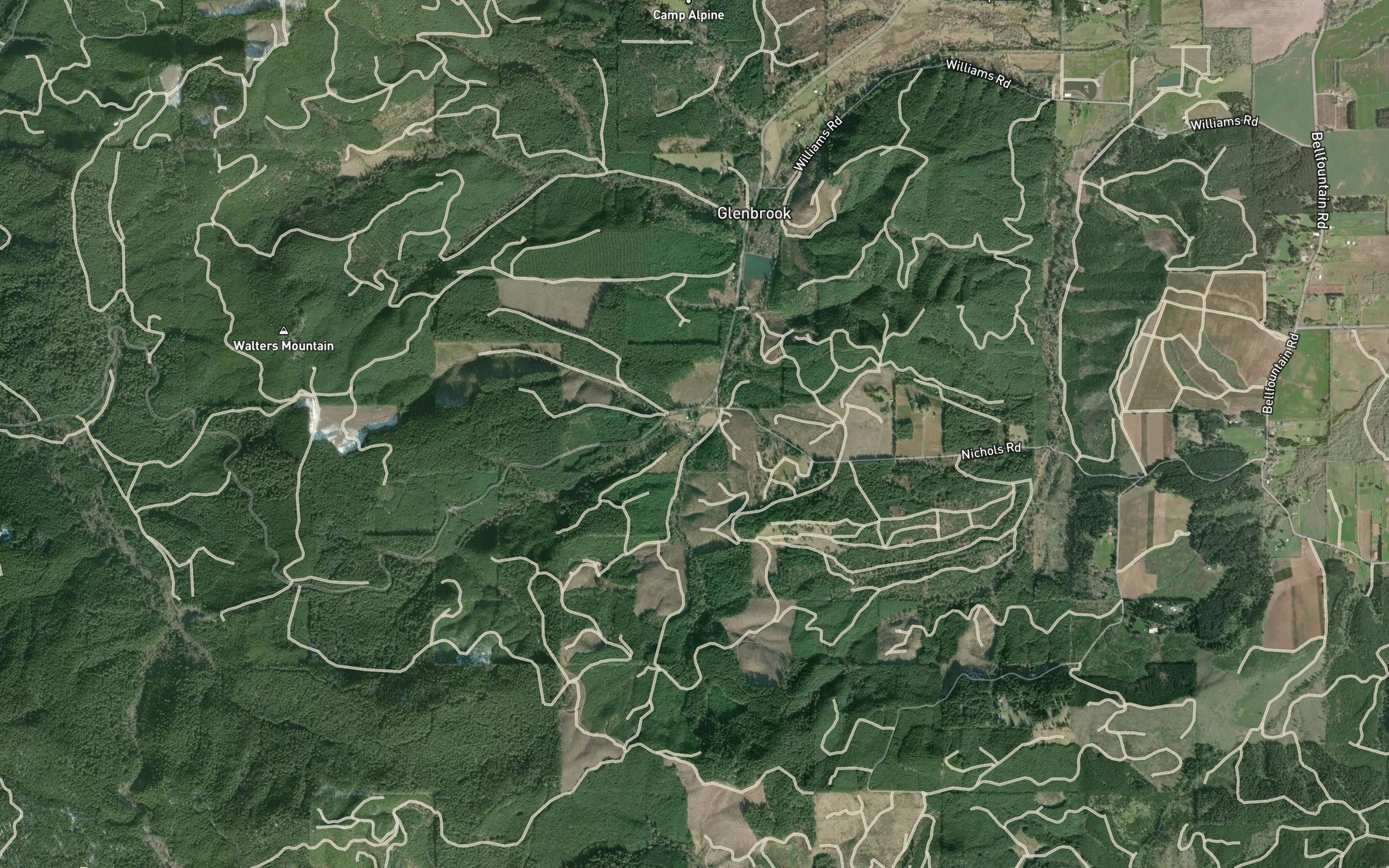 Satellite map of the Gardner Creek