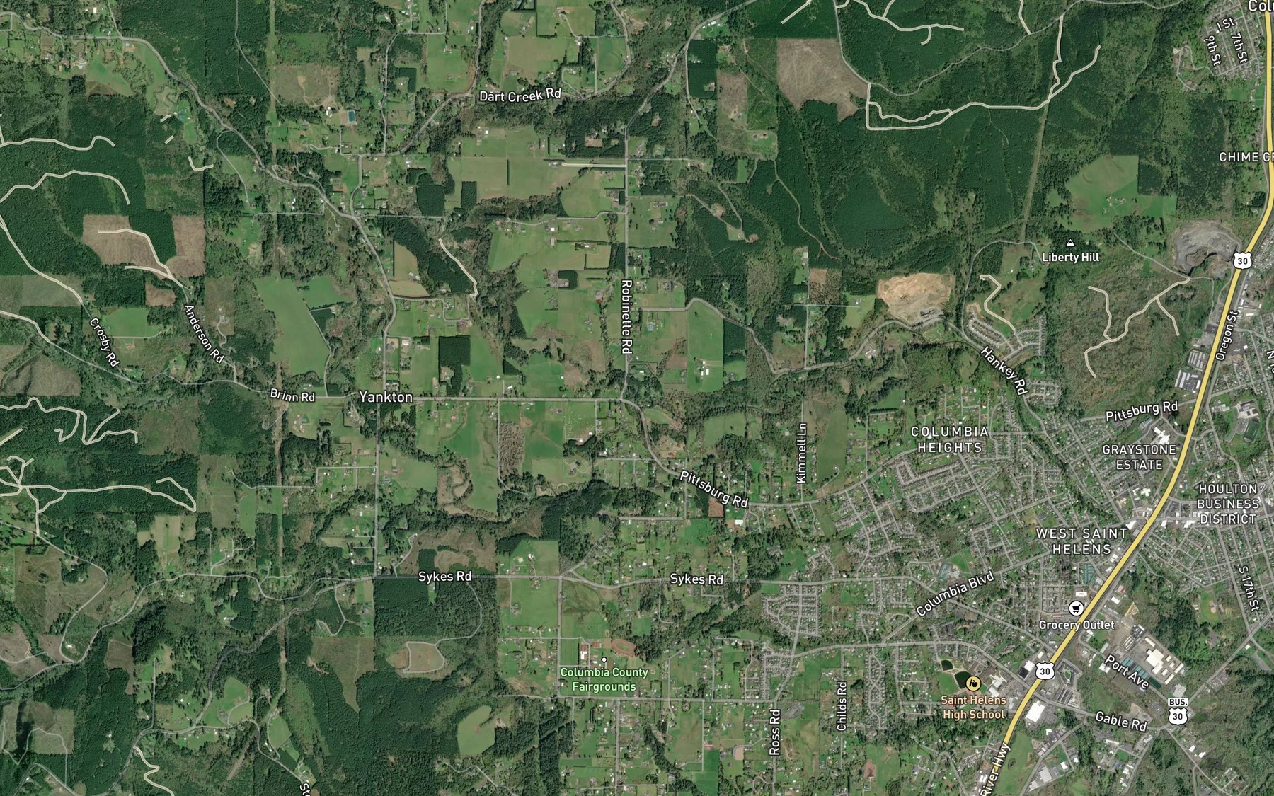Satellite map of the Dart Creek