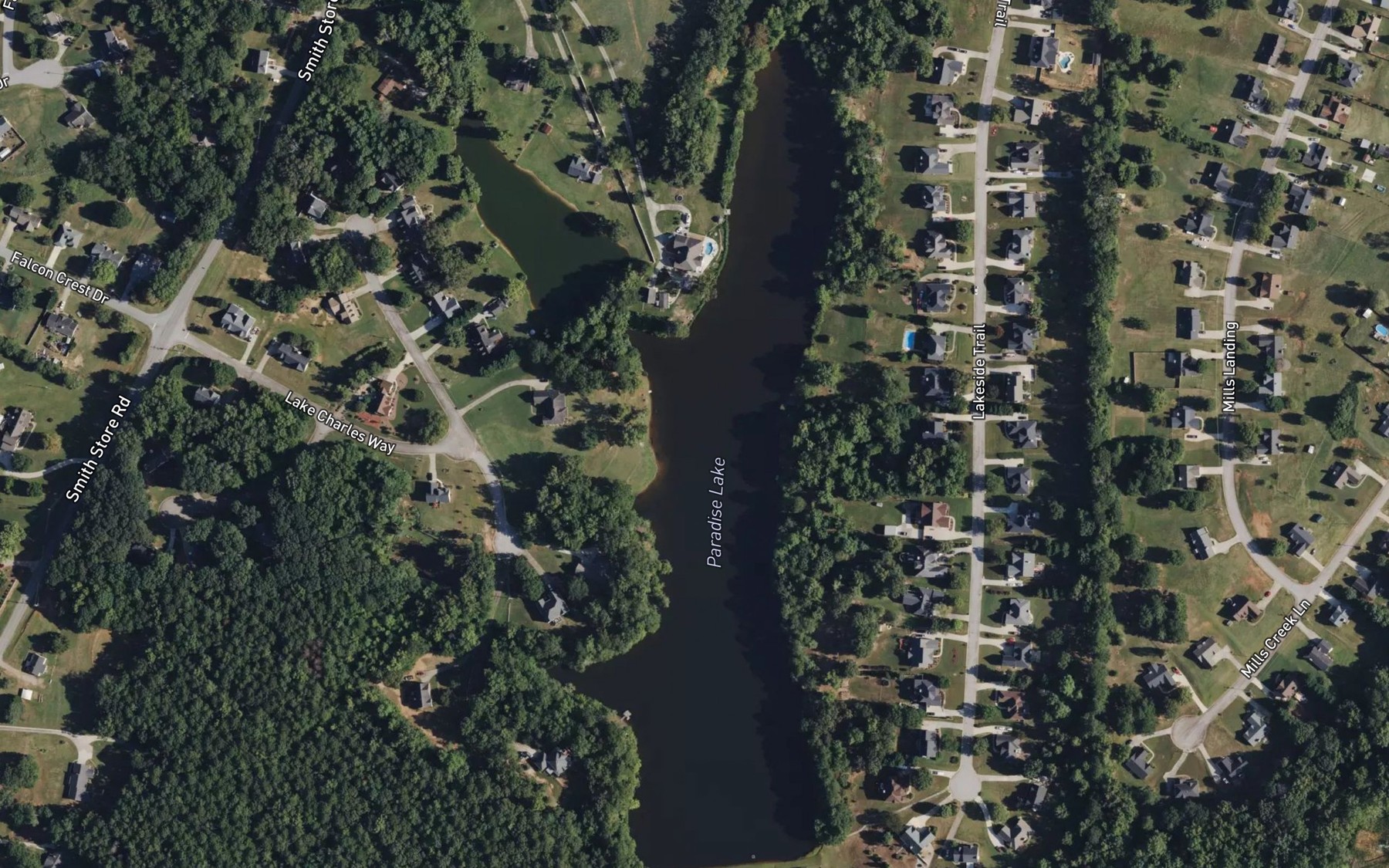 Satellite map of the Paradise Lake