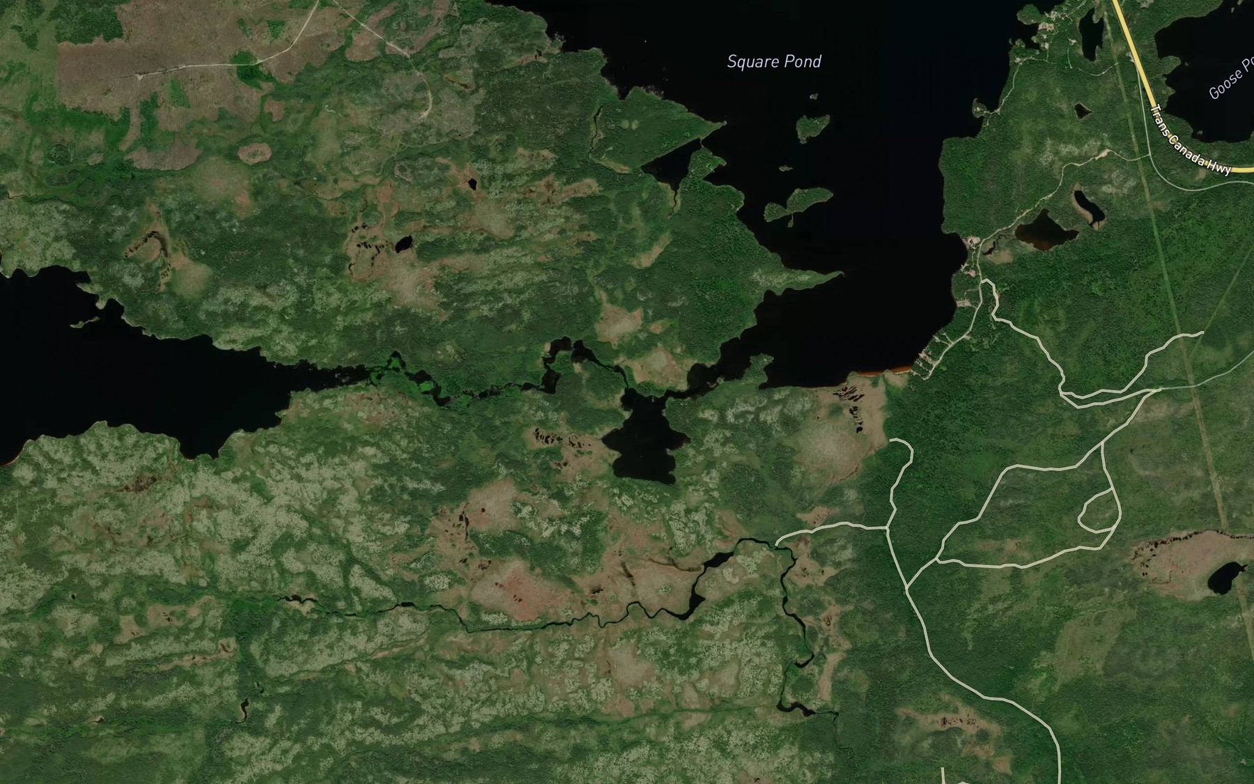 Satellite map of the Burnt Pond Brook