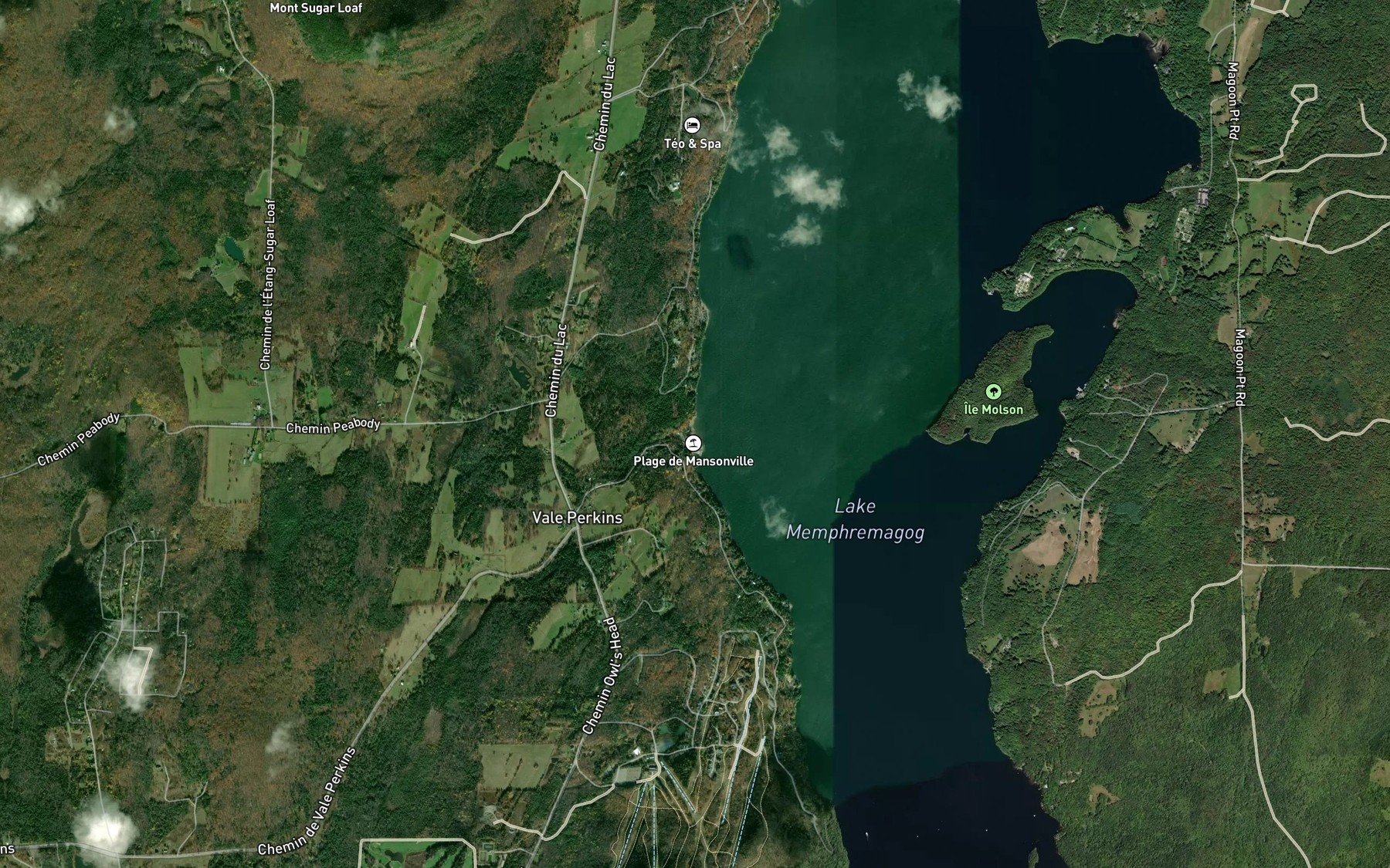 Satellite map of the Ruisseau de Vale Perkins