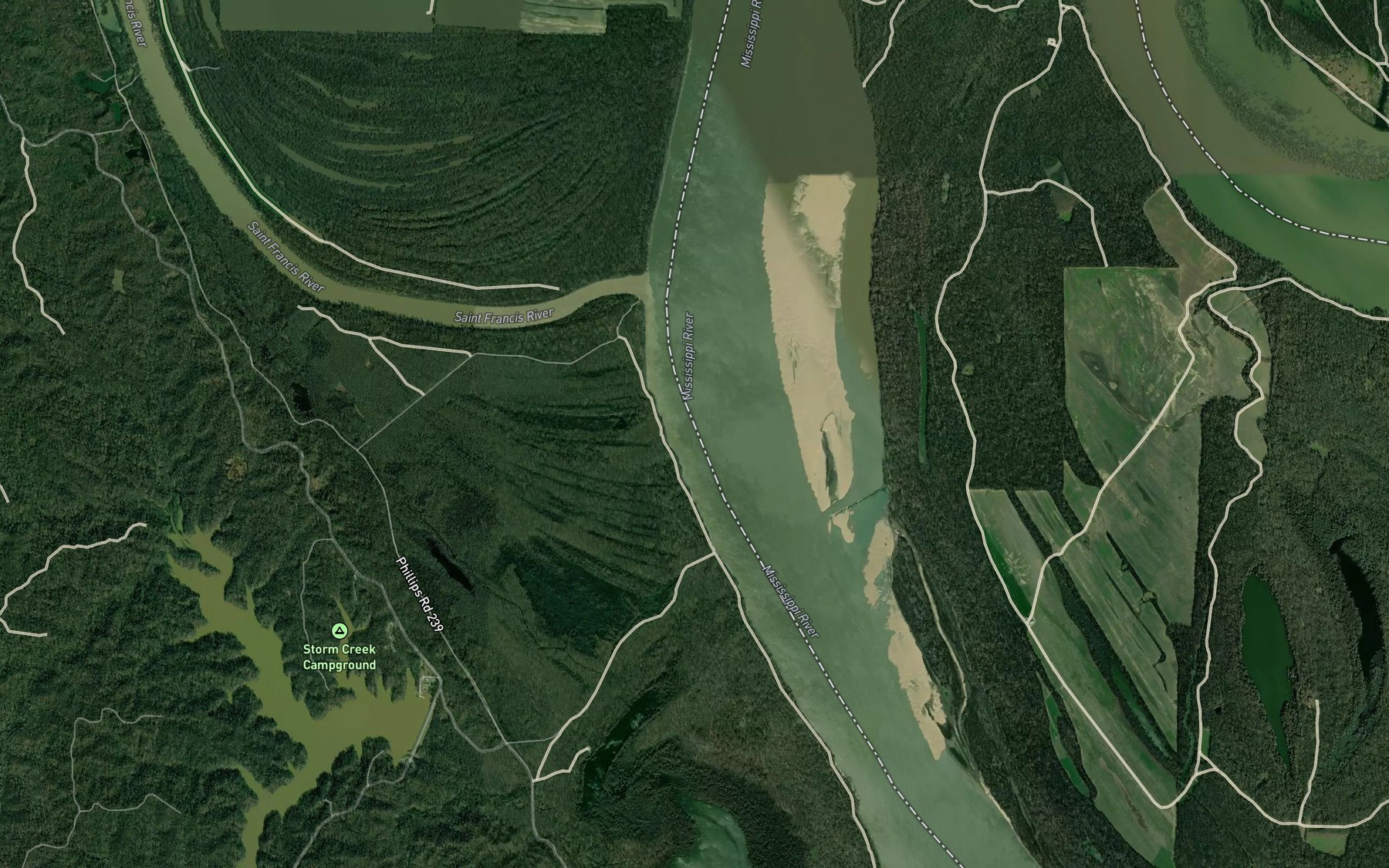 Satellite map of the Saint Francis Bend