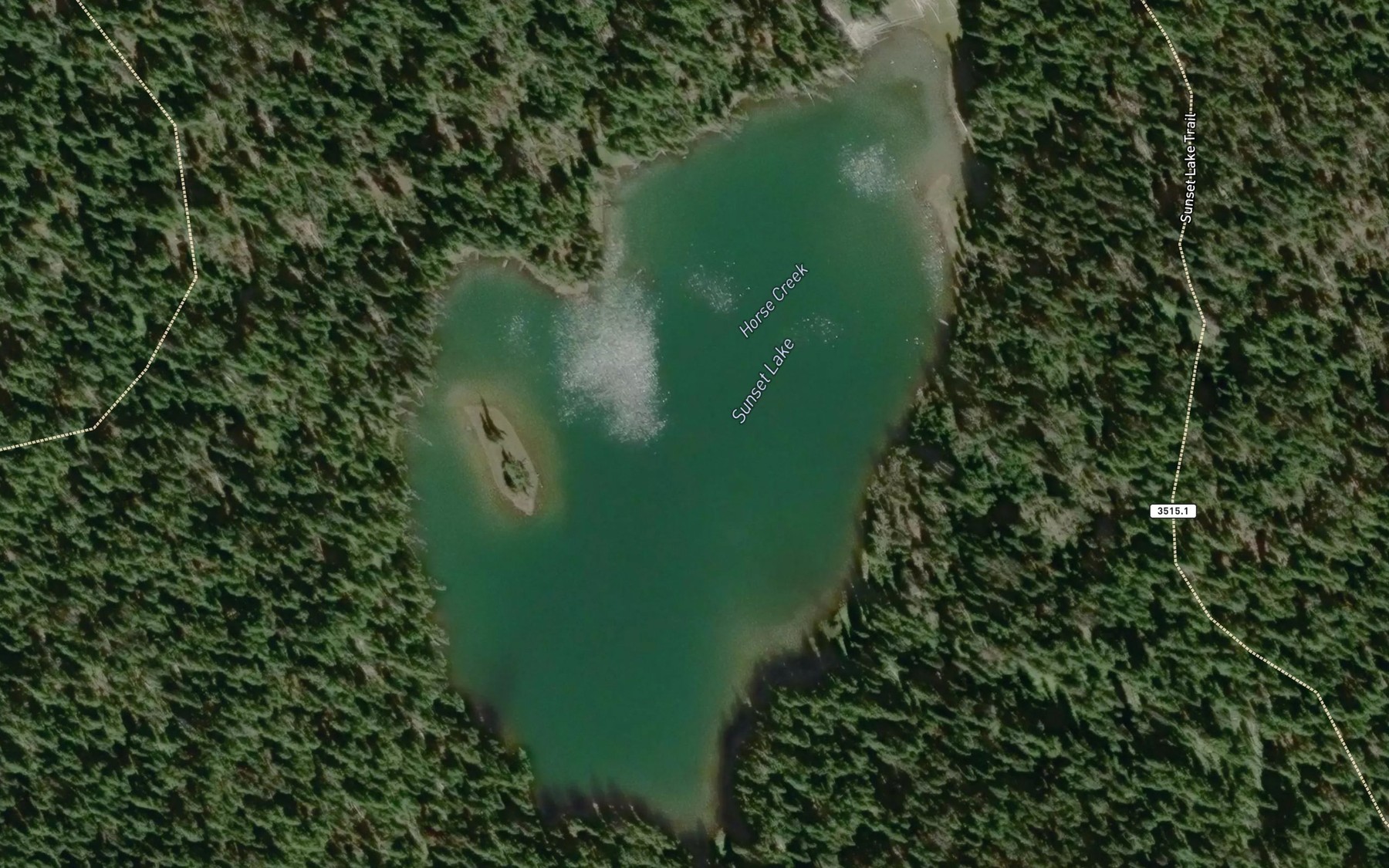 Satellite map of the Sunset Lake