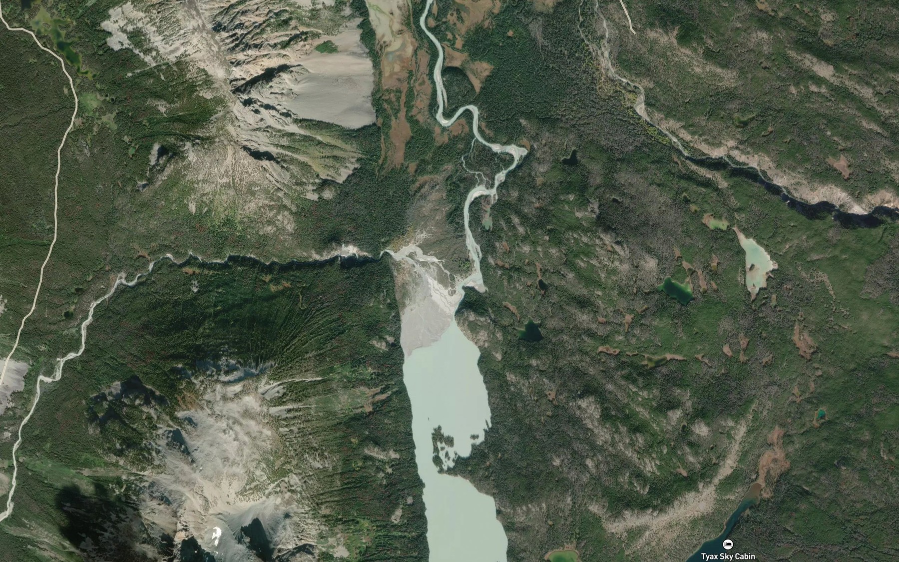 Satellite map of the Falls River
