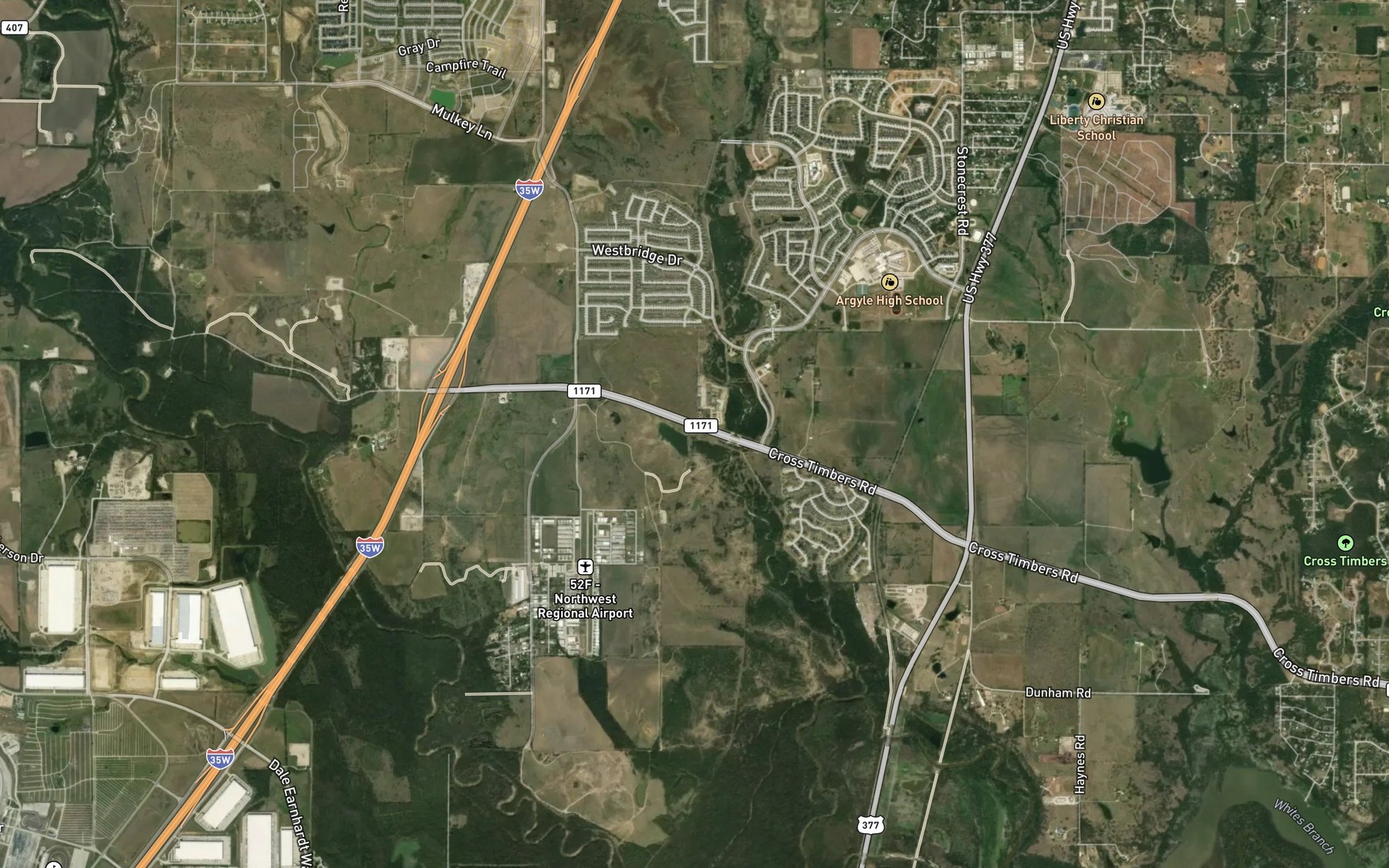Satellite map of the Ewing Lake