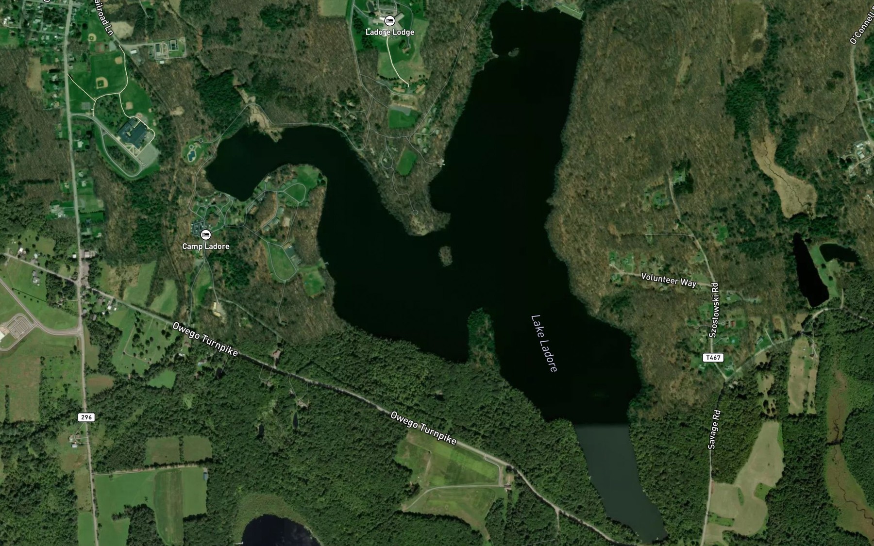 Satellite map of the Lake Ladore