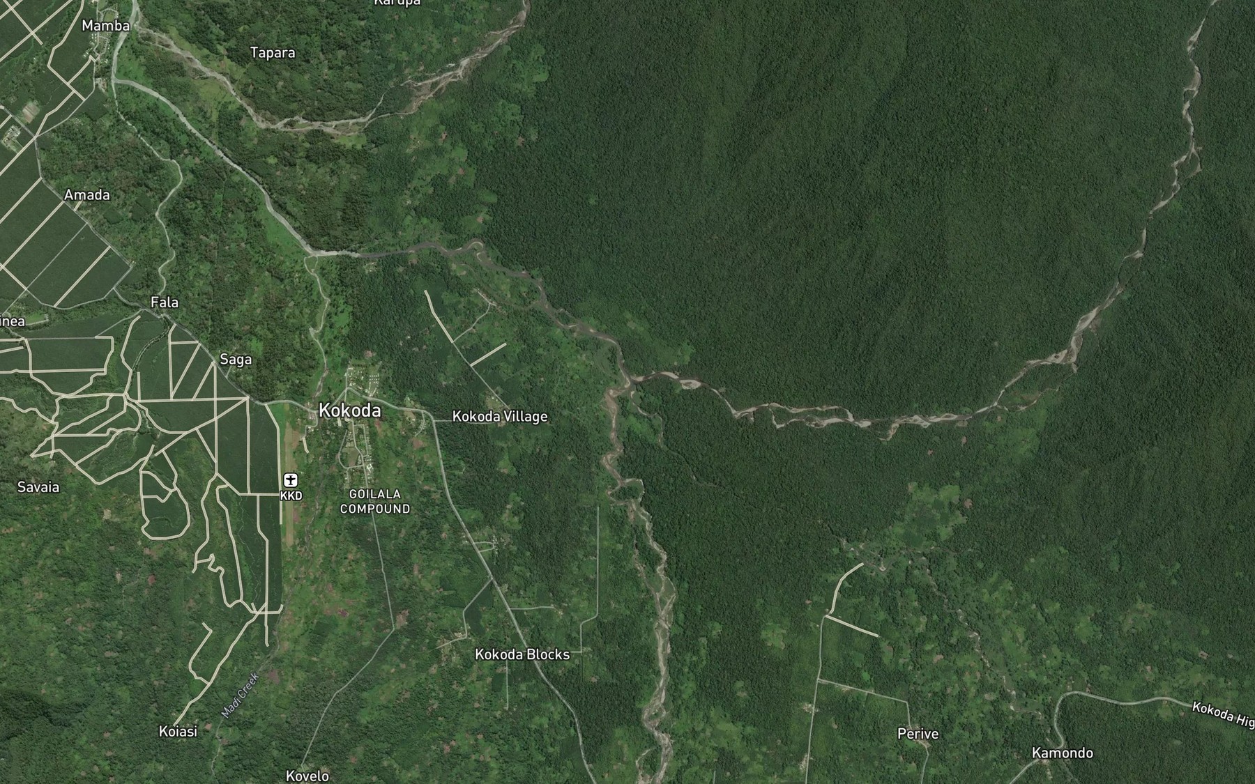 Satellite map of the Iora Creek