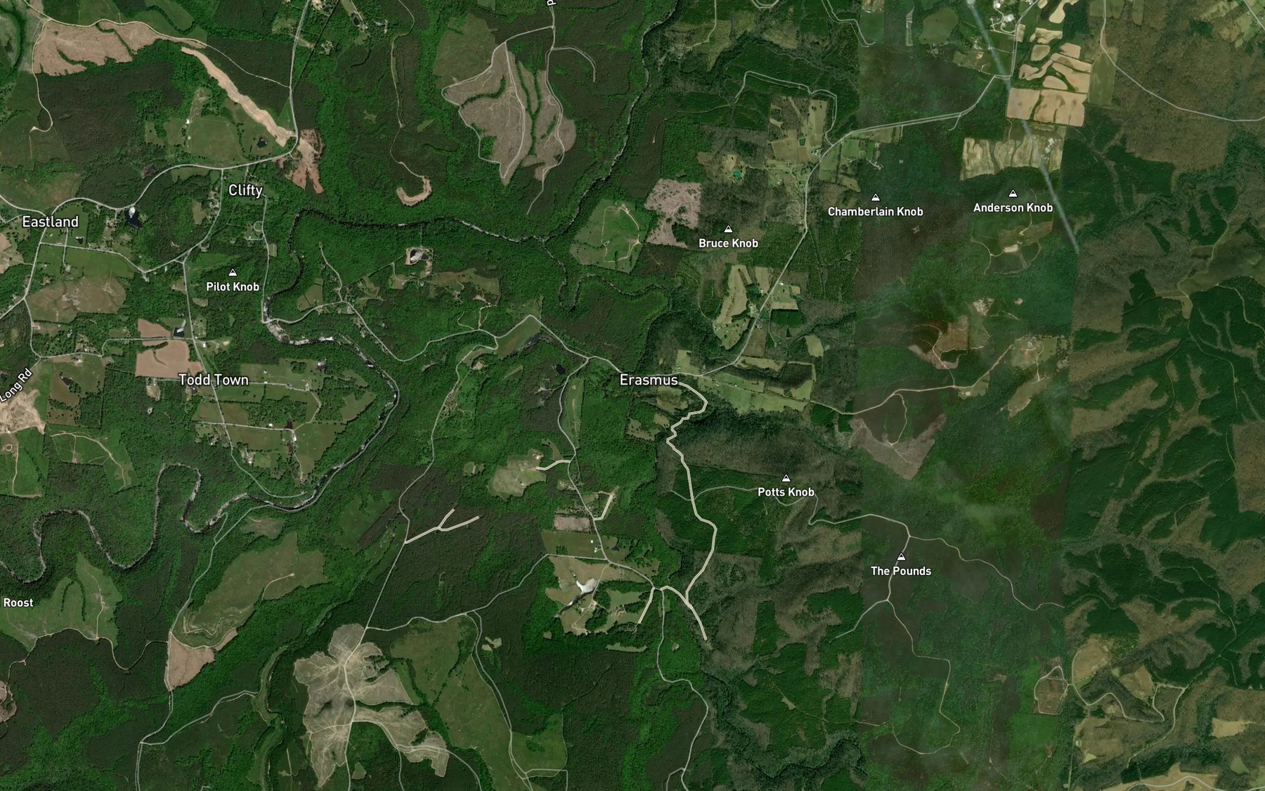 Satellite map of the Potts Creek