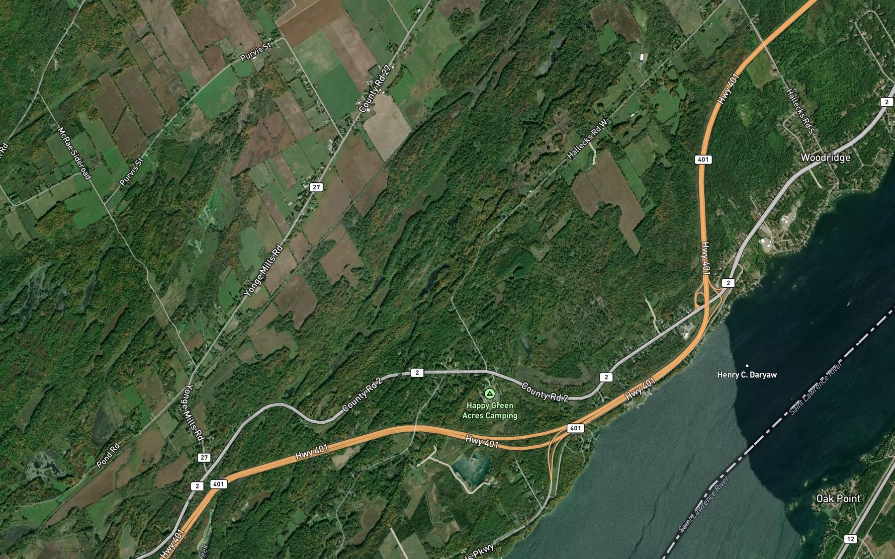 Satellite map of the Lyn Creek