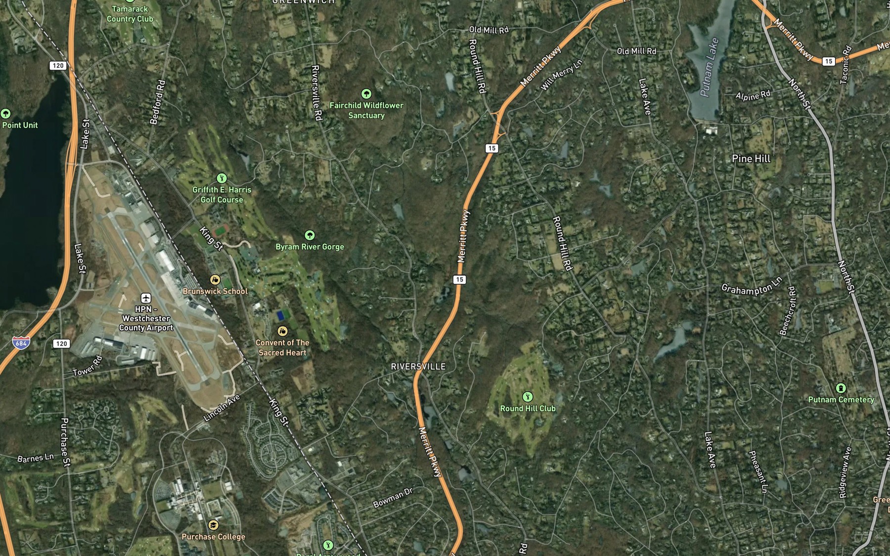 Satellite map of the Converse Pond Brook