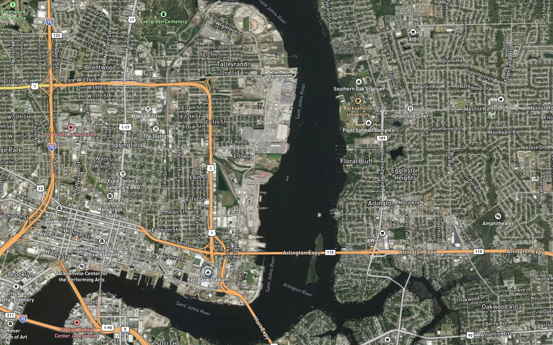 Satellite map of the Deer Creek