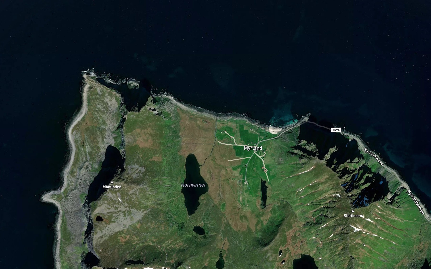 Satellite map of the Hornelva
