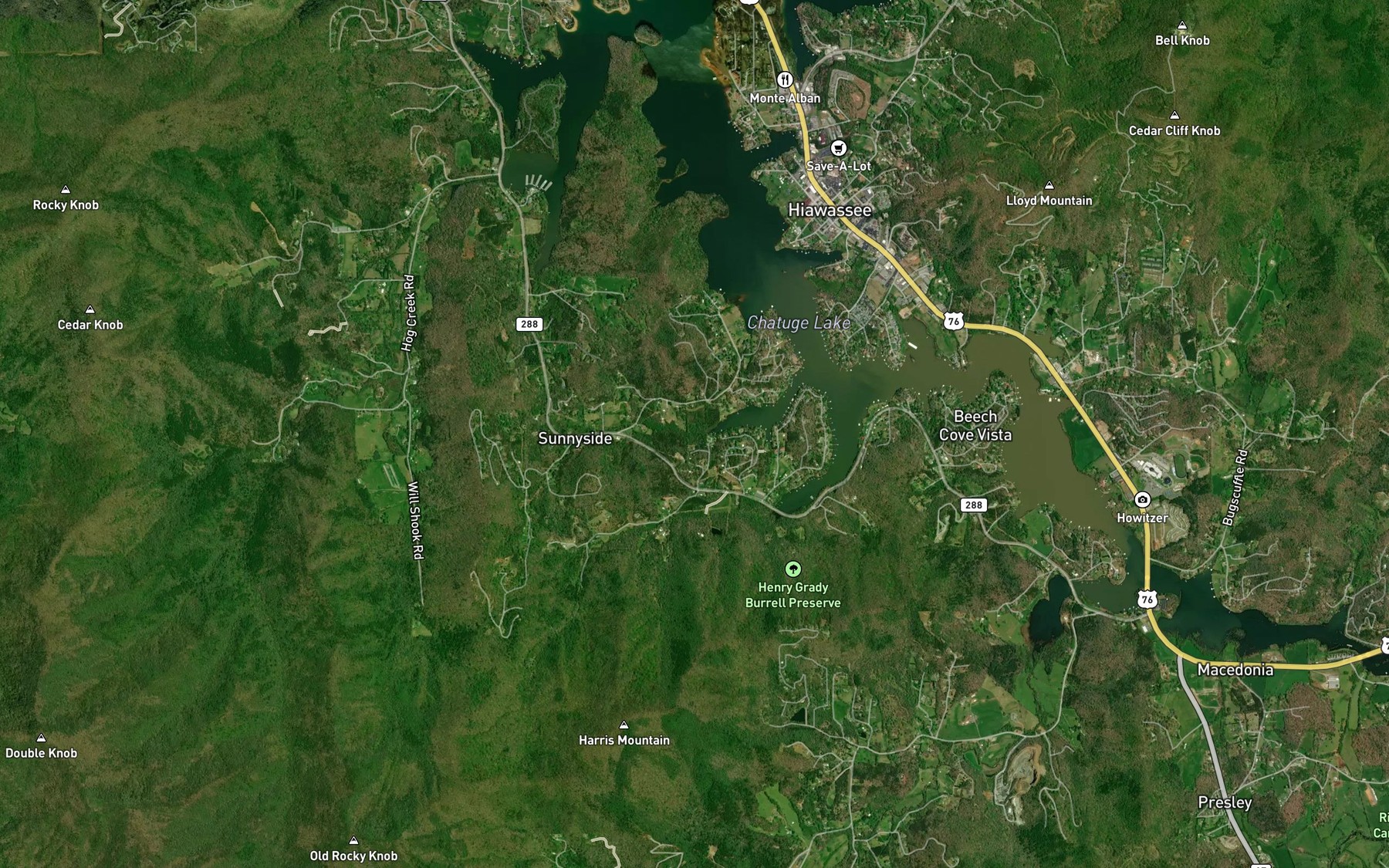 Satellite map of the Sutton Branch