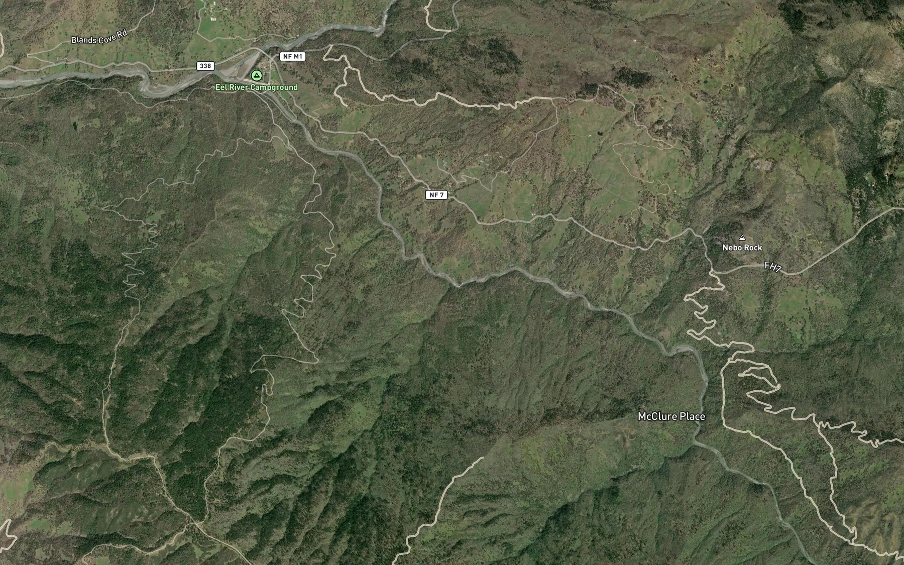 Satellite map of the Shields Creek